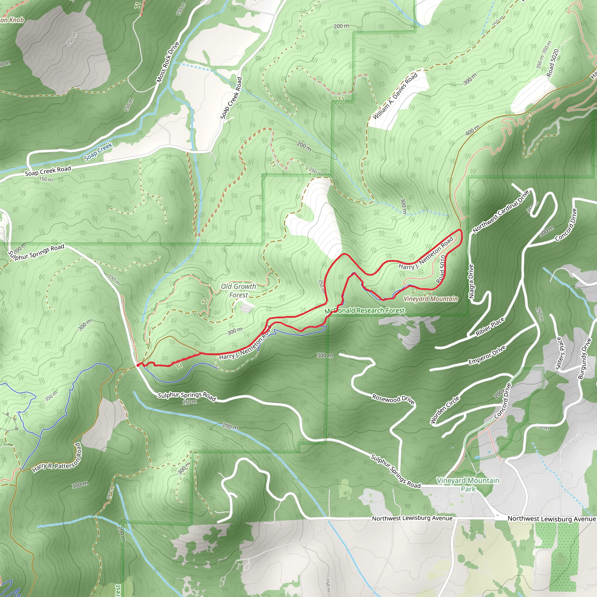 Outhouse and Vineyard Mountain Loop Trail mobile static map