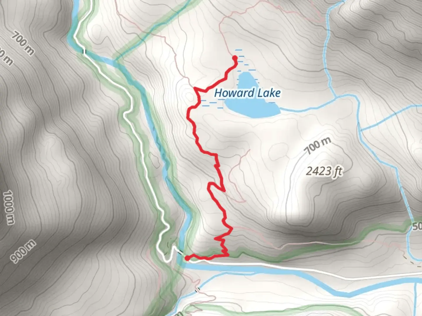 An image depicting the trail Howard Lake via Pacific Crest Trail and its surrounding area.