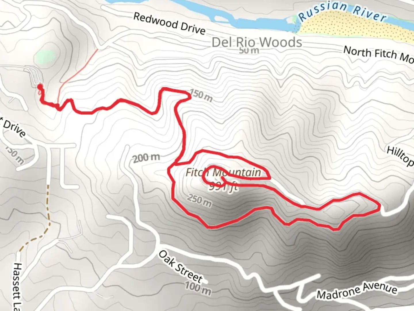 An image depicting the trail Fitch Mountain Loop and its surrounding area.