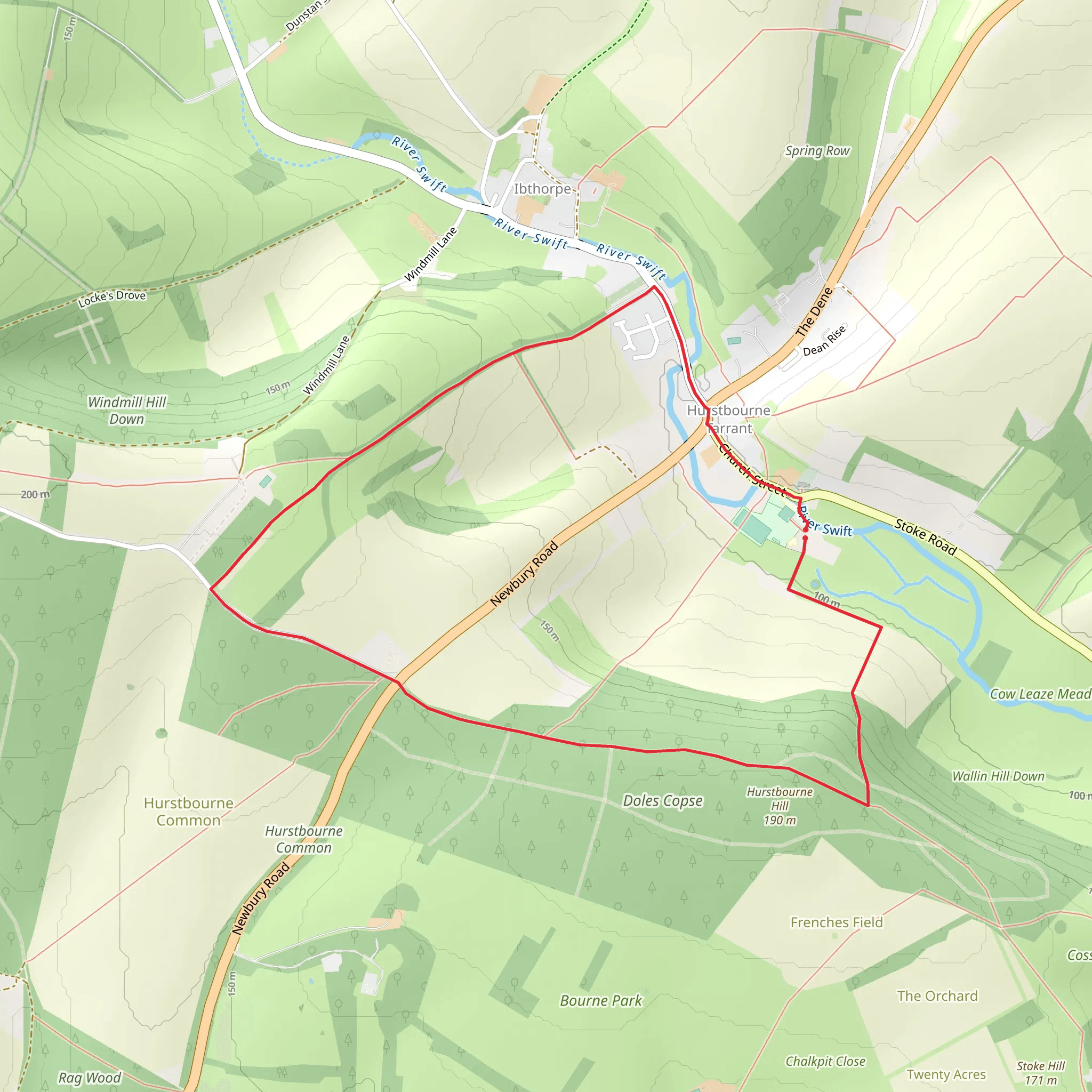 Hurstbourne Common and Wallop Hill Down Loop mobile static map