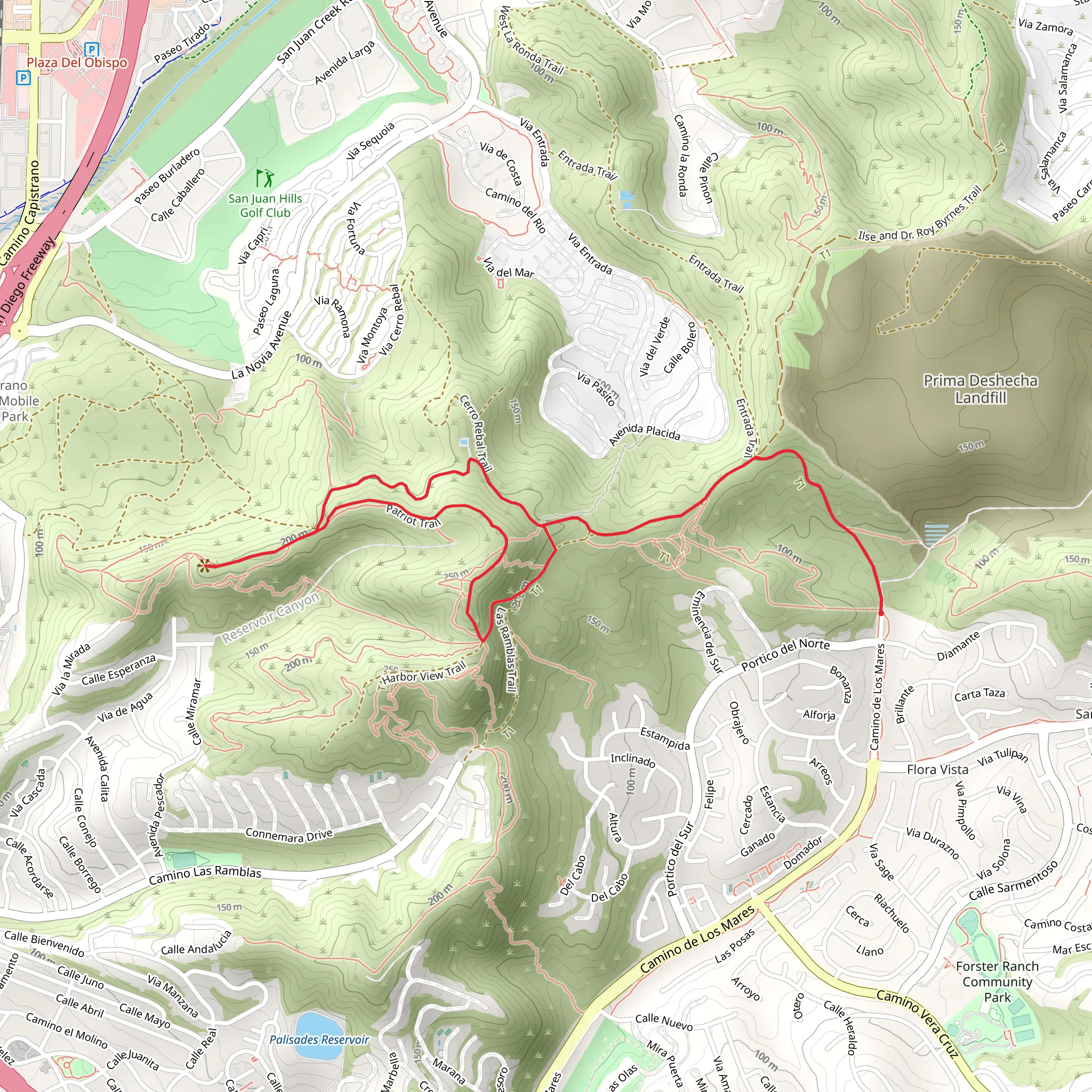 Los Mares - Prima Desecha - Forster Canyon - Patriot Loop Trail mobile static map