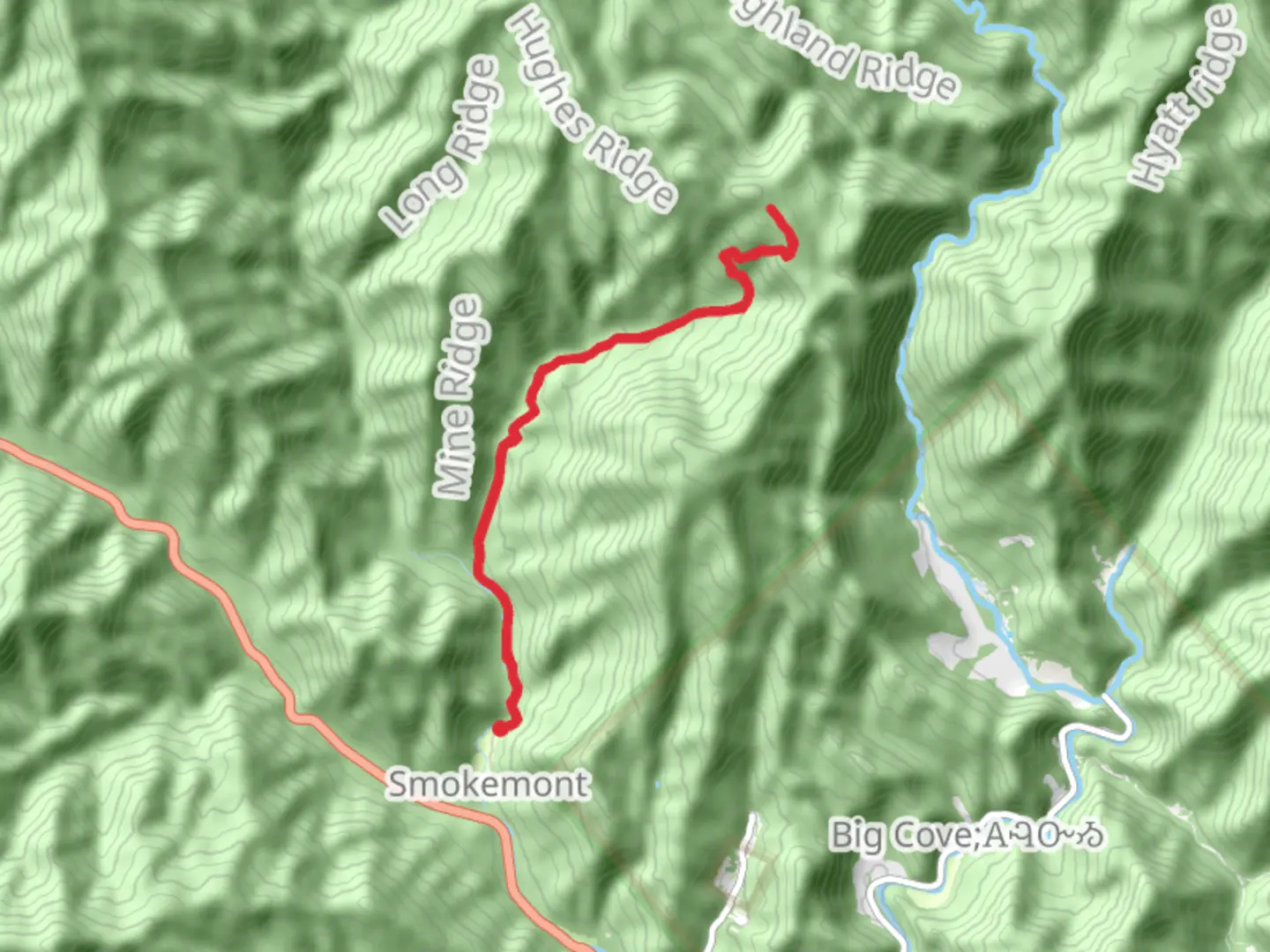 An image depicting the trail Bradley Fork and Chasteen Creek Trail and its surrounding area.