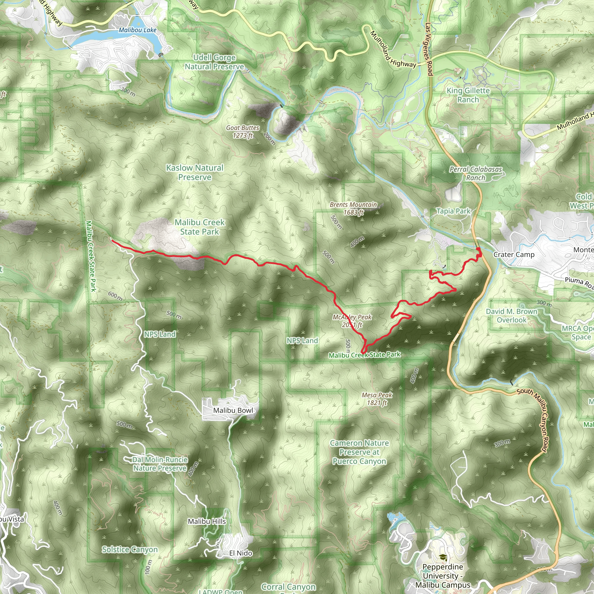 McAuley Peak via Backbone Trail mobile static map
