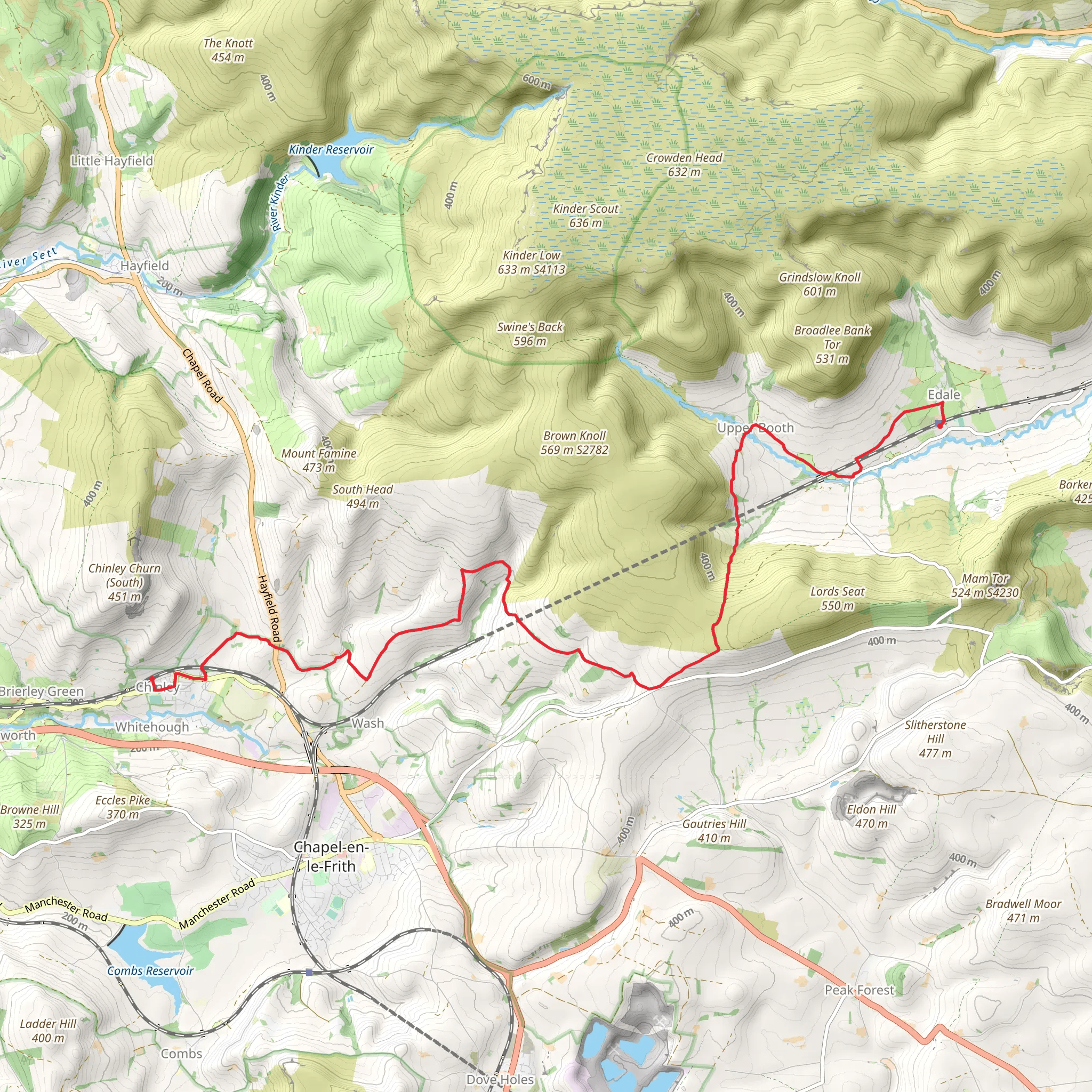 Chinley to Edale mobile static map