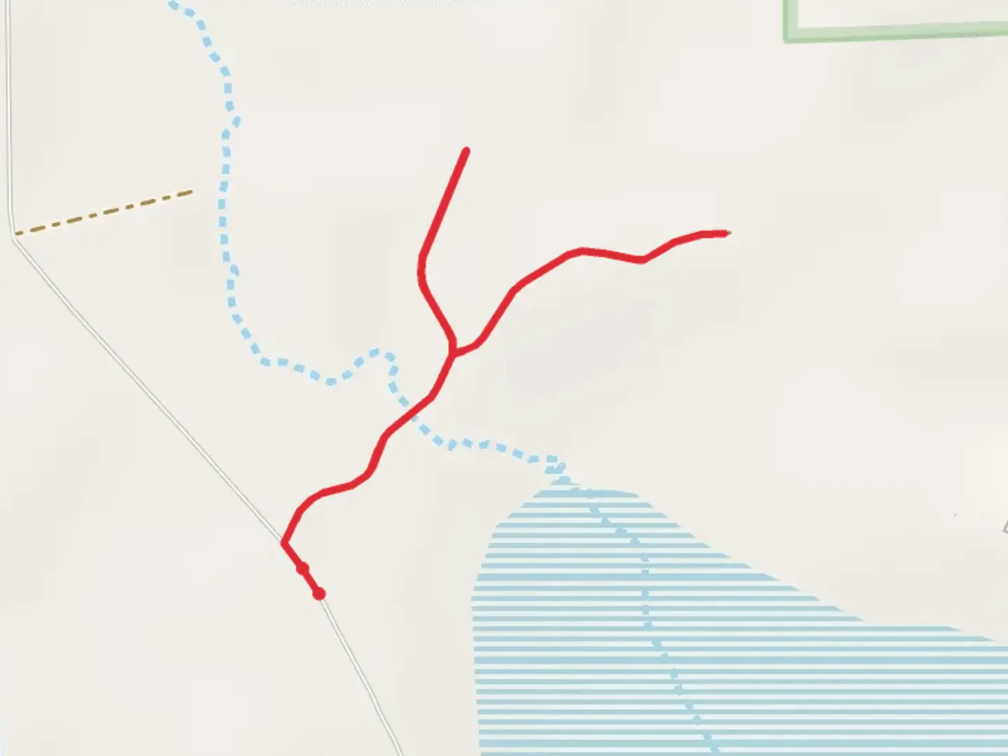 An image depicting the trail Big Spring Creek Out and Back and its surrounding area.