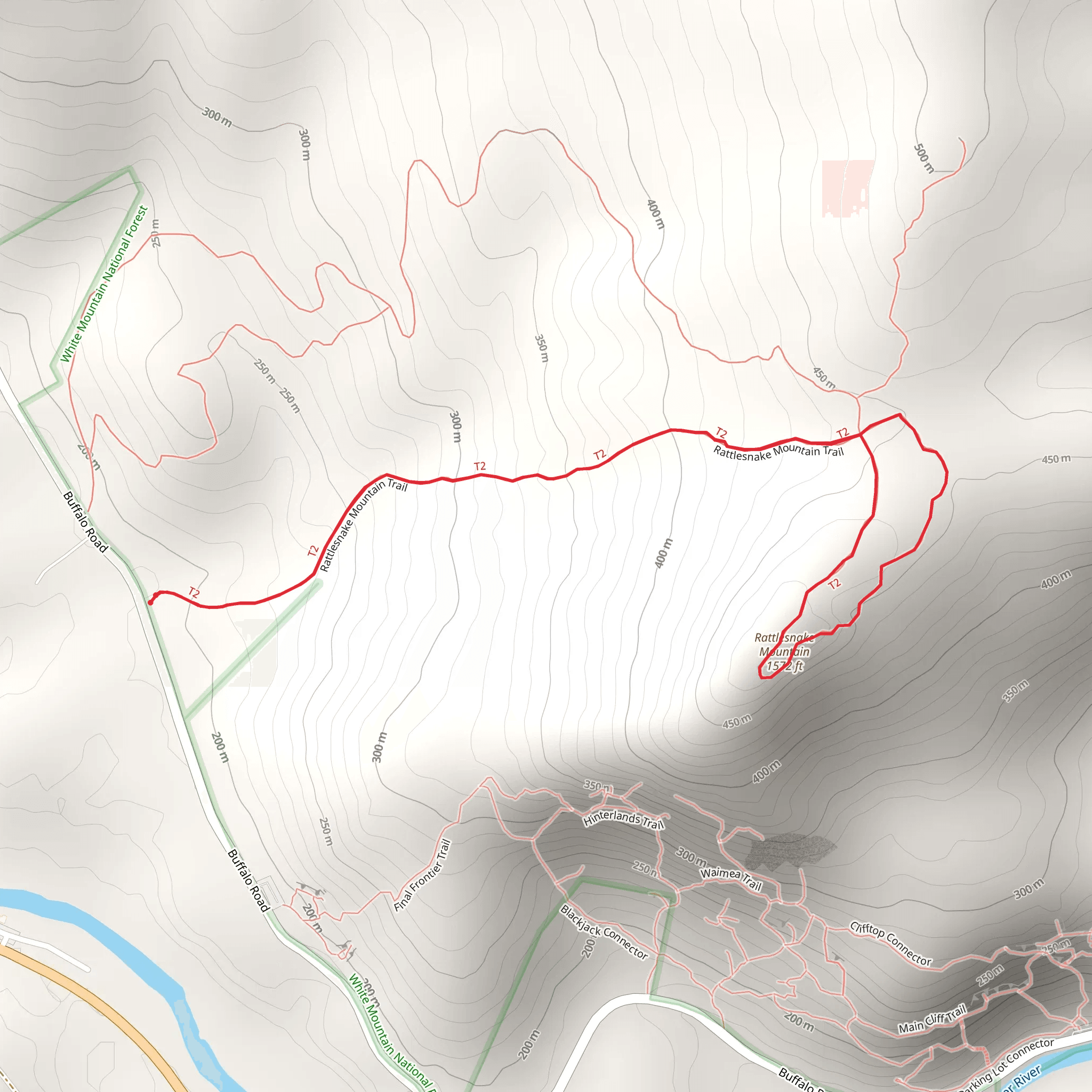 Rattlesnake Mountain Trail Loop - Buffalo Road mobile static map
