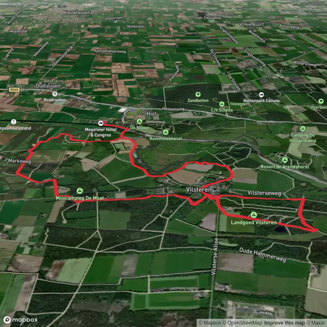 An image depicting the trail Koepel, Landgoed Vilsteren and Zwarte Belt Loop and its surrounding area.