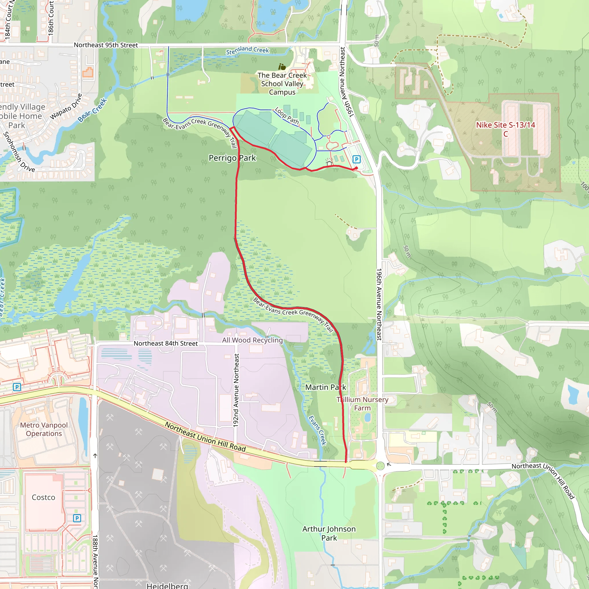 Evans Creek Trail mobile static map