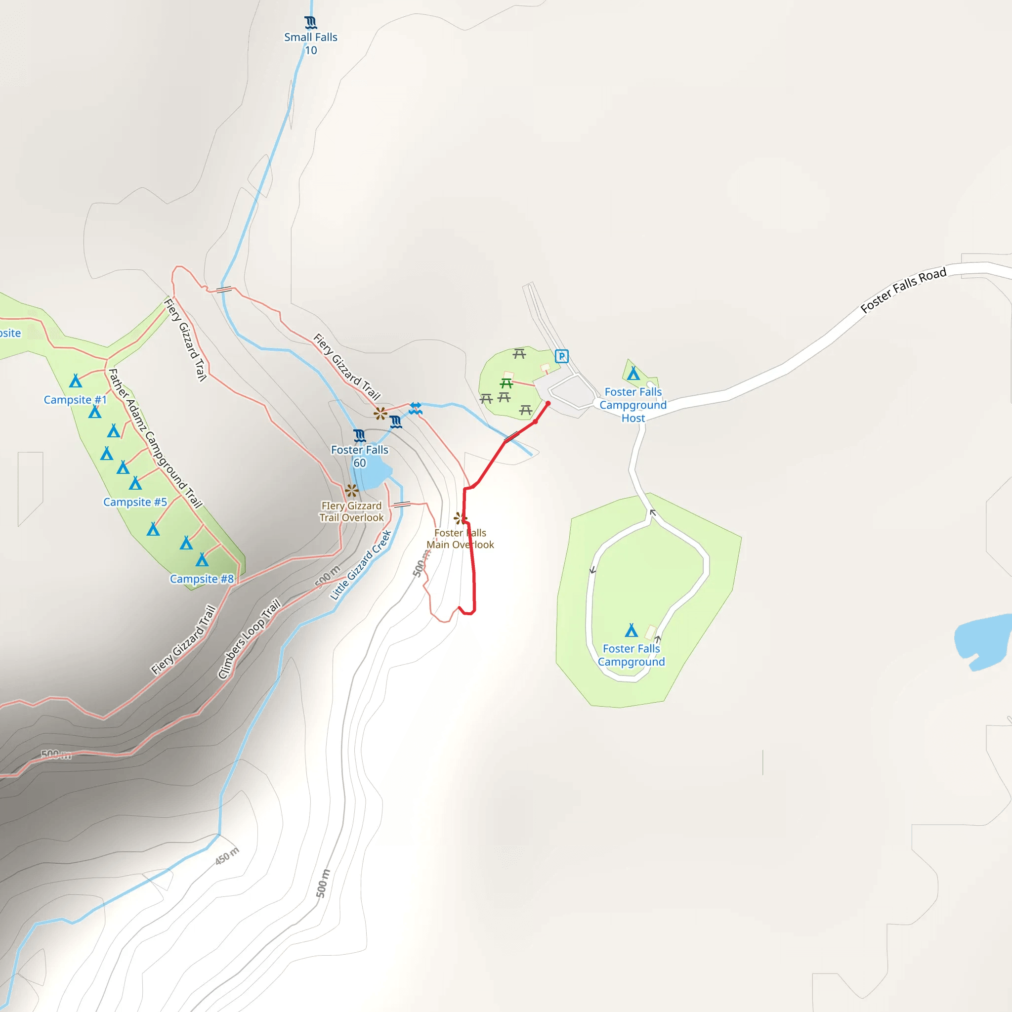 Foster Falls Base Trail mobile static map