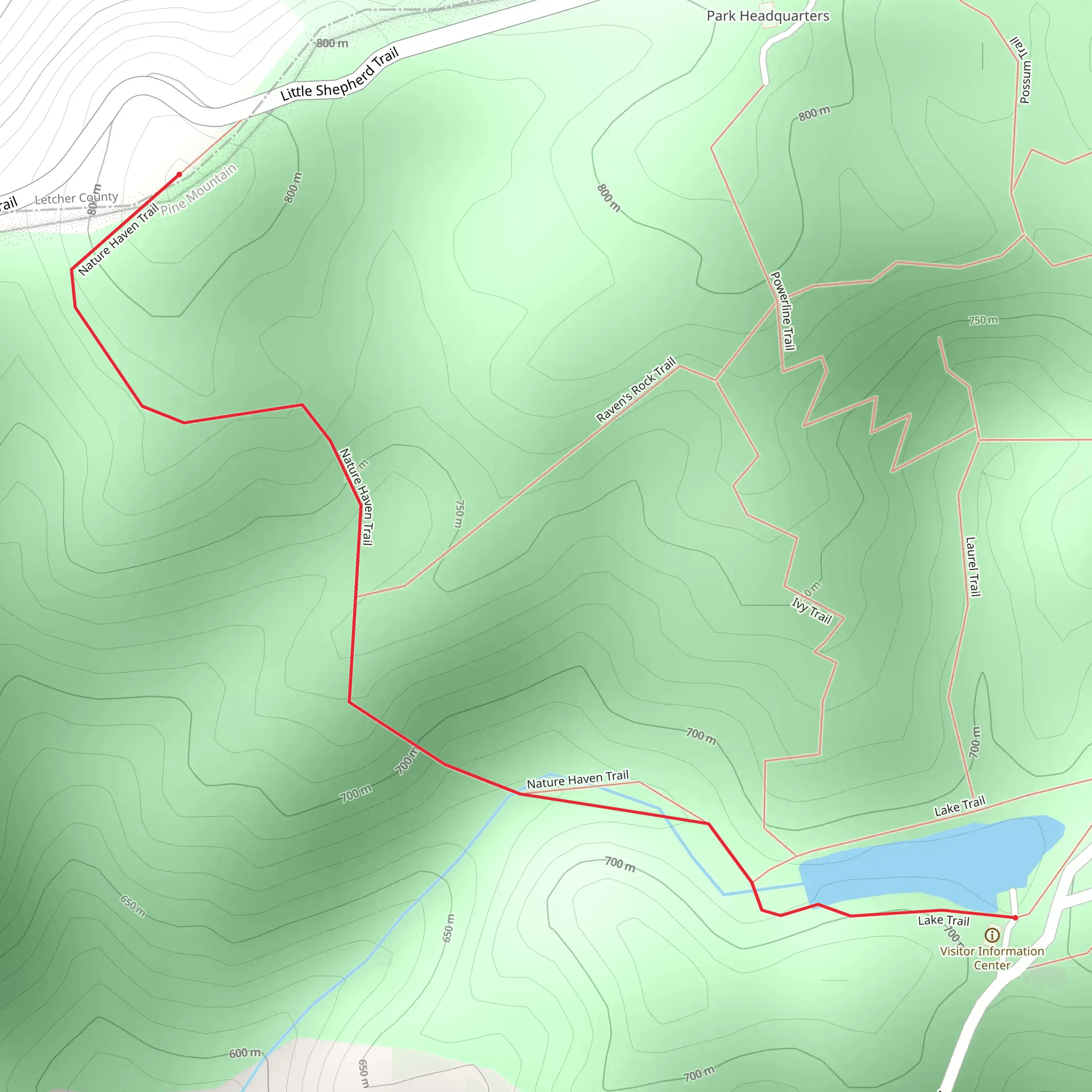 Lake and Nature Haven Trail mobile static map
