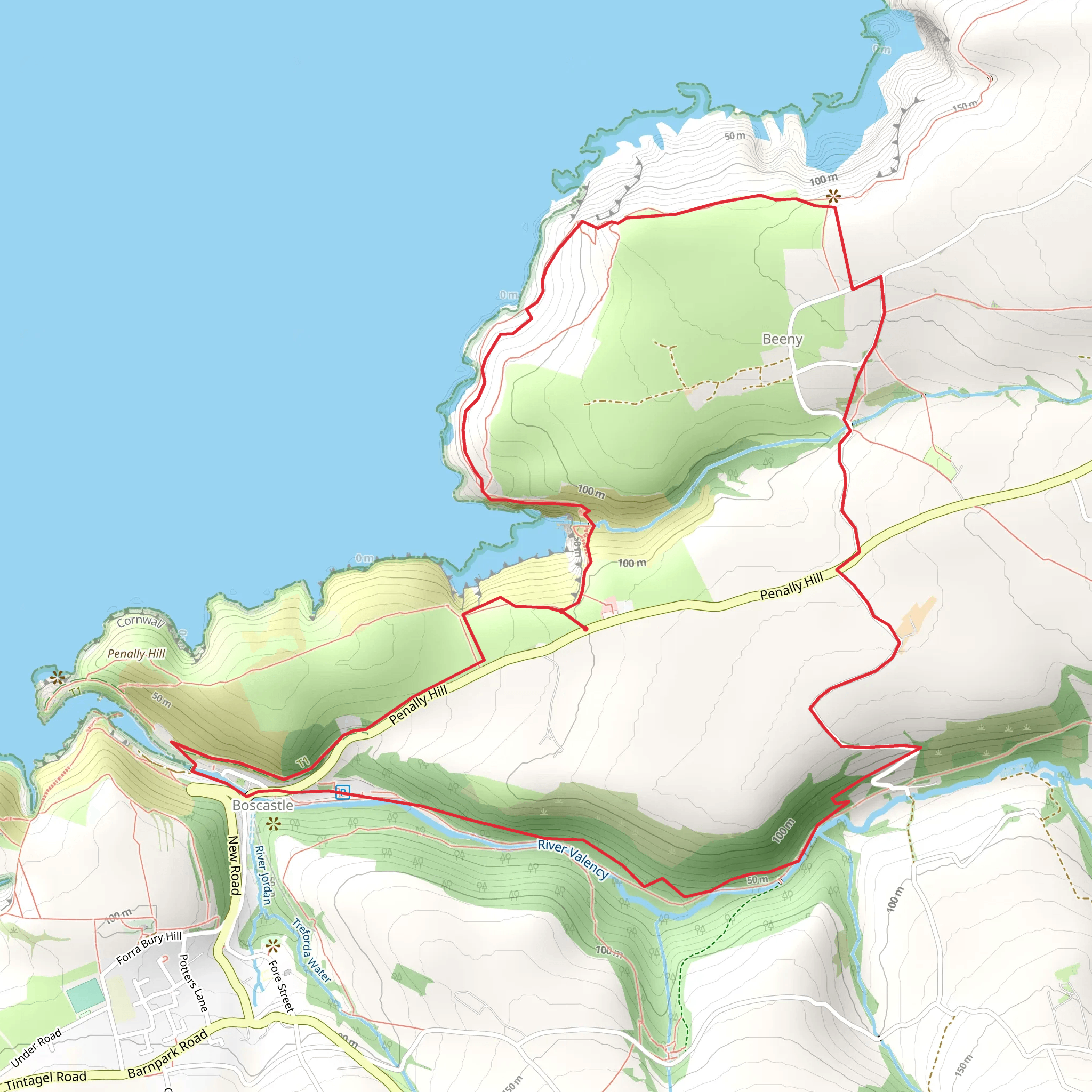 Boscastle Farm Shop - Valency and Fire Beacon Walk mobile static map