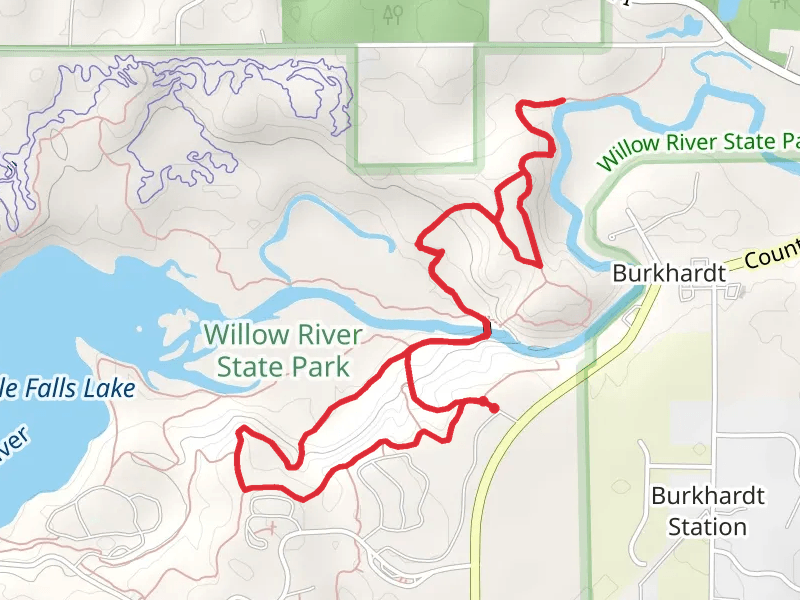 Pioneer trail and Willow Falls Trail and Burkhardt Loop Trail