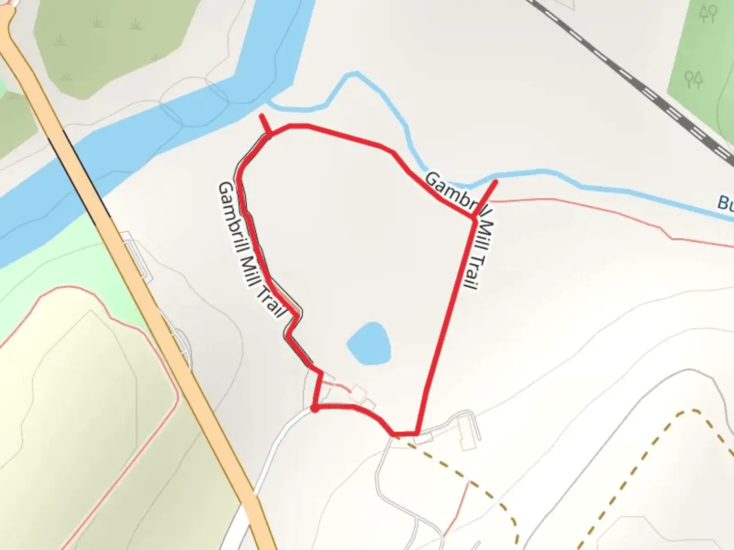 An image depicting the trail Gambrill Mill Loop Trail and its surrounding area.