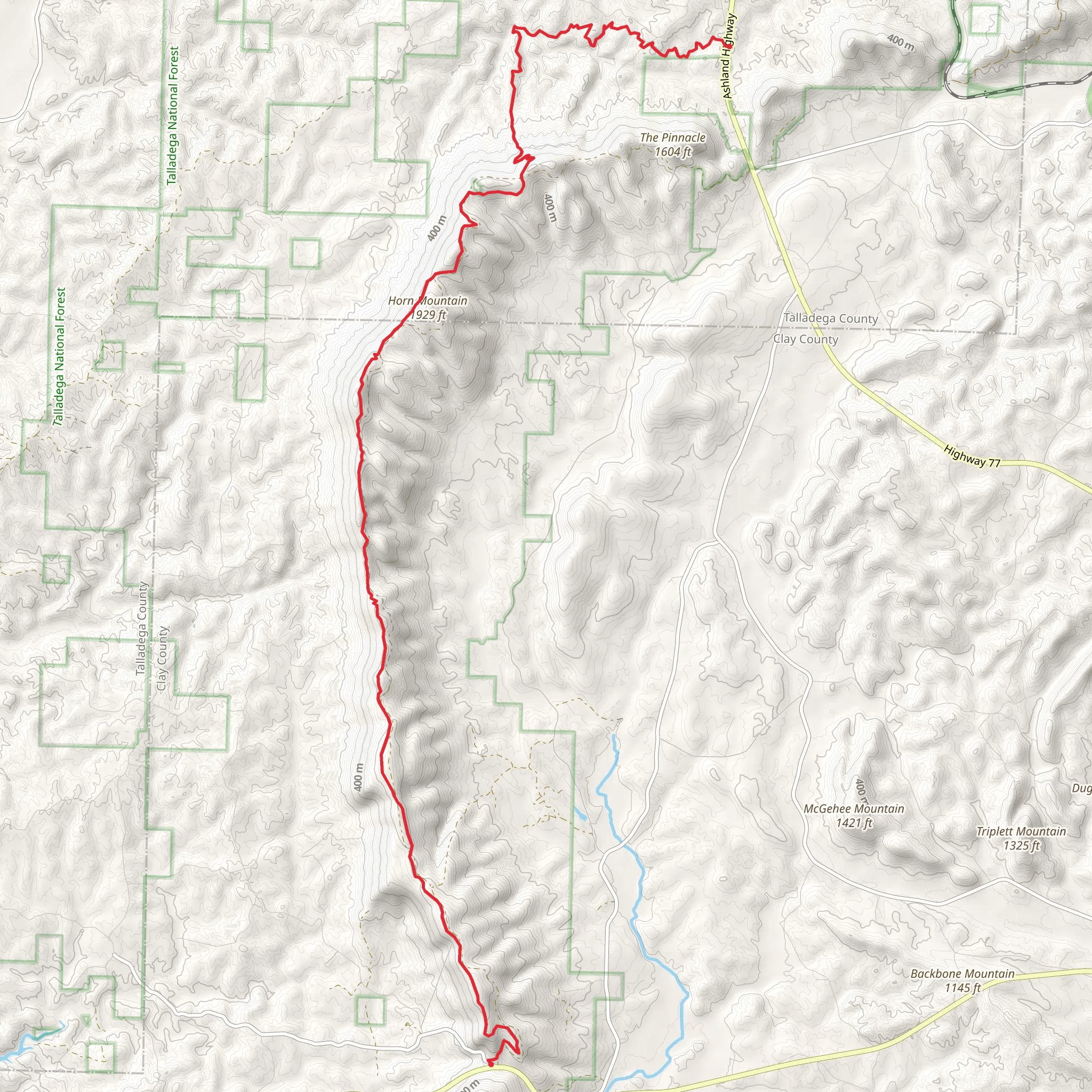 Horn Mountain via Pinhoti Trail mobile static map