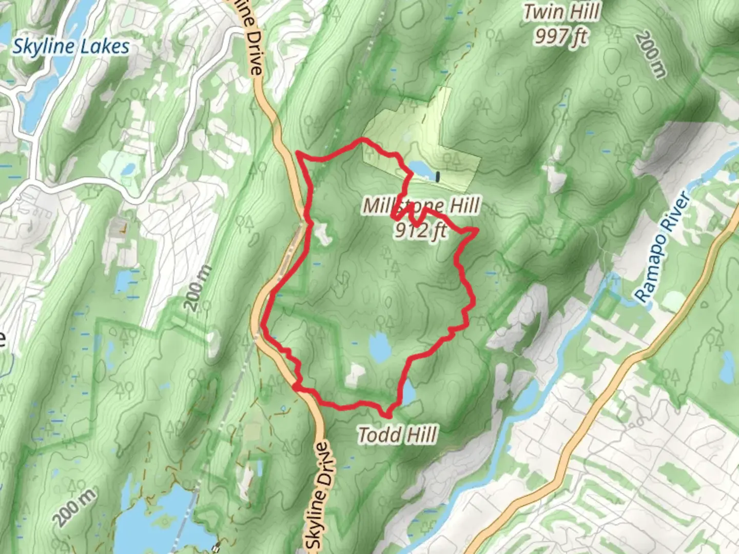 An image depicting the trail Todd Lake, Millstone Hill and Hoeferlin Memorial Loop Trail and its surrounding area.