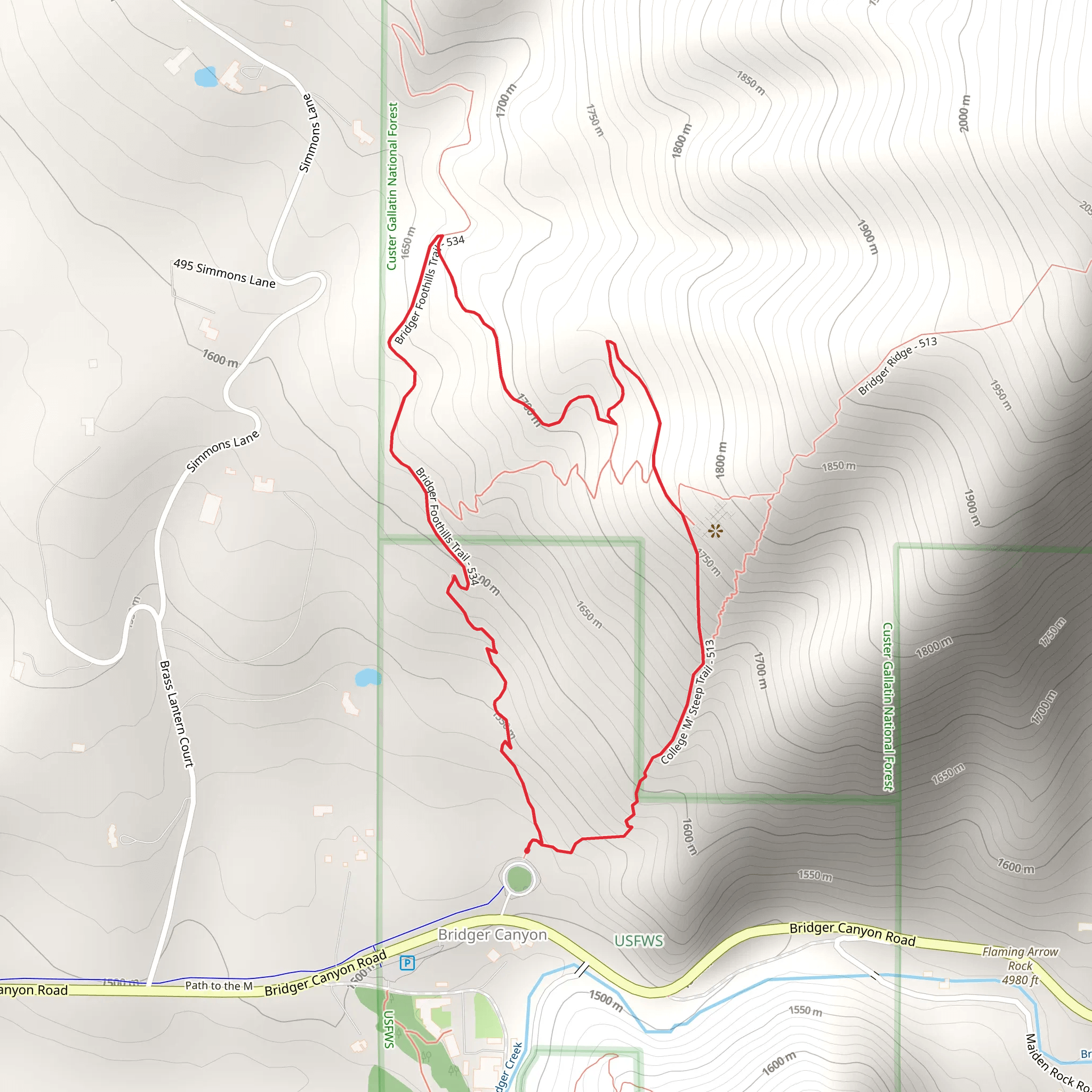 College M Steep Loop Trail mobile static map
