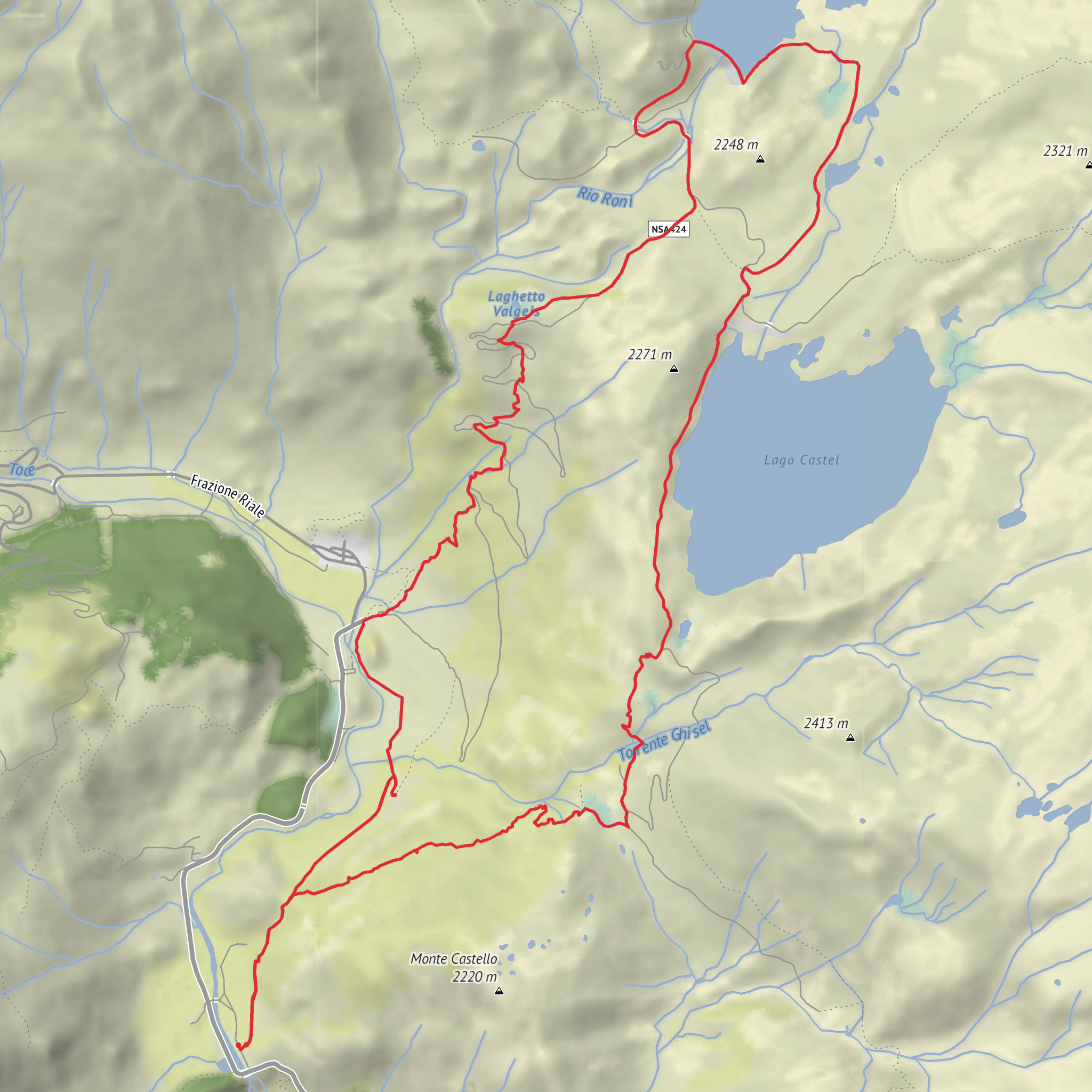 Alpe Ghigel, Lago Kastel and Lago Toggia mobile static map