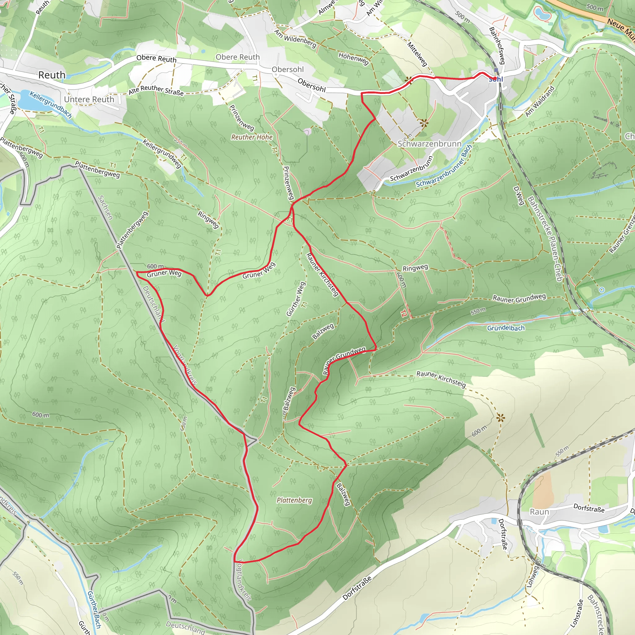 Grüner Weg and Rauner Grundweg Loop mobile static map