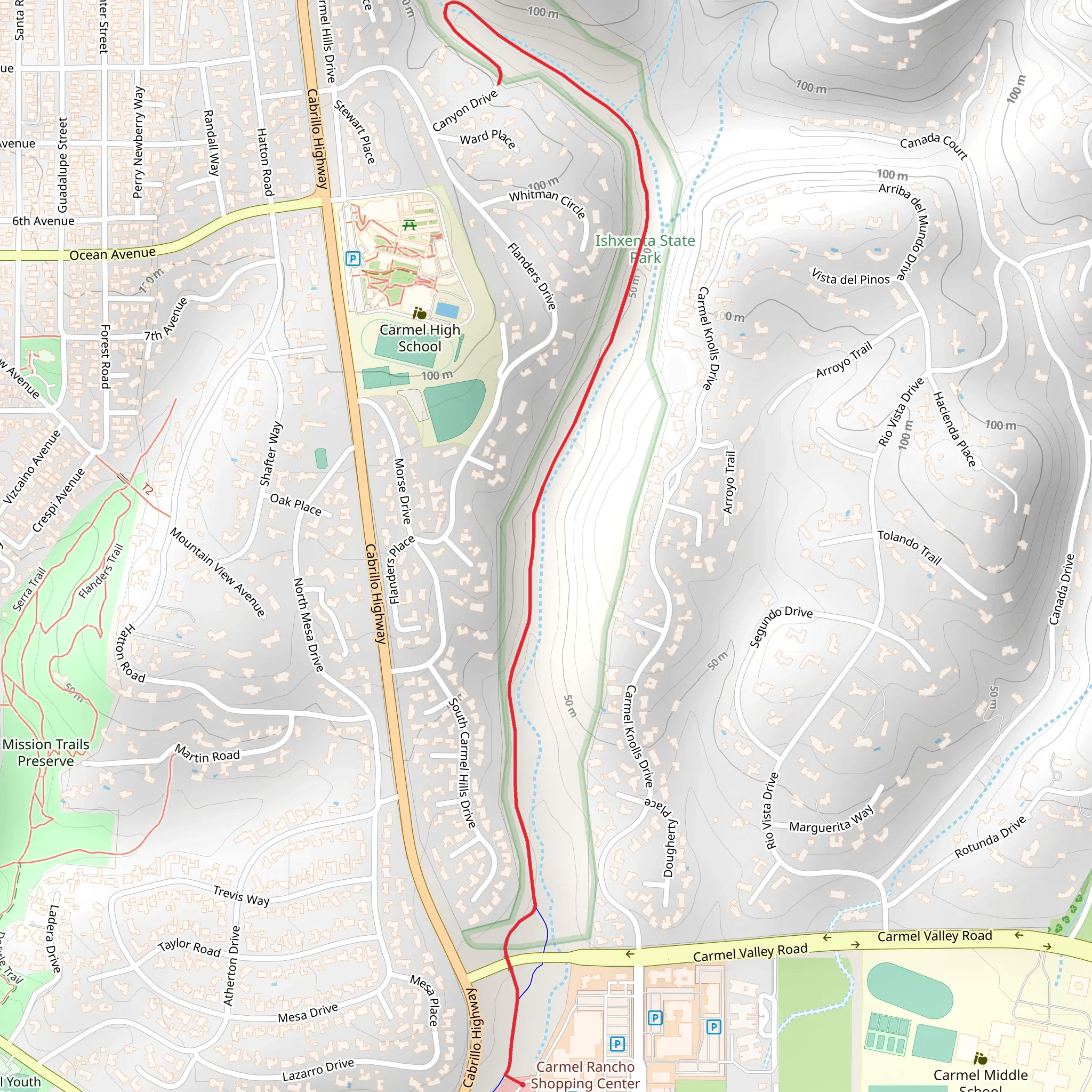 Walk along Hatton Canyon mobile static map
