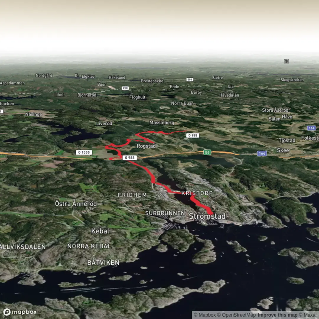 An image depicting the trail Bohusleden Trail stage 1 N-S and its surrounding area.