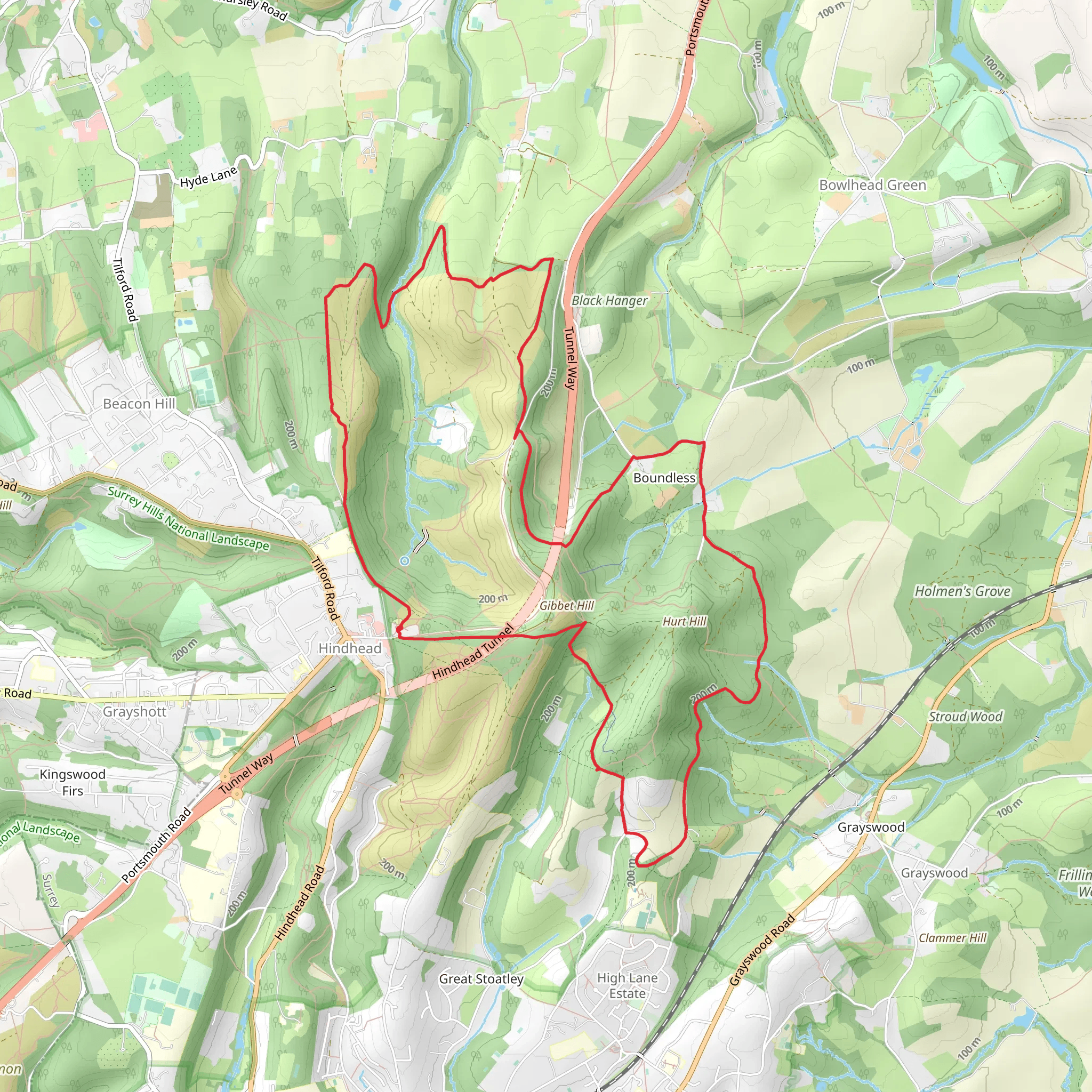 Hindhead Common, The Roundles and Hurthill Copse Loop mobile static map