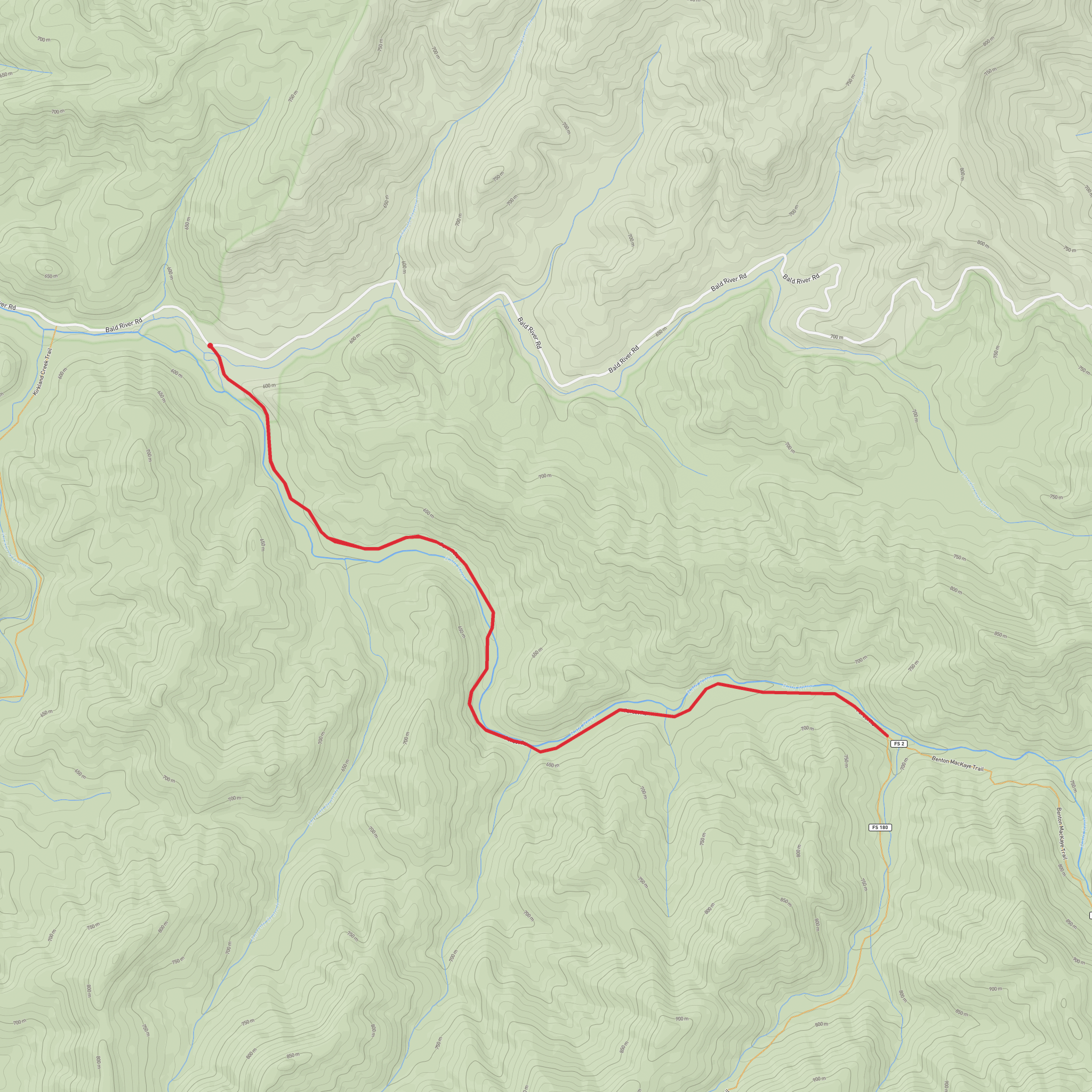 Upper Bald River Falls mobile static map