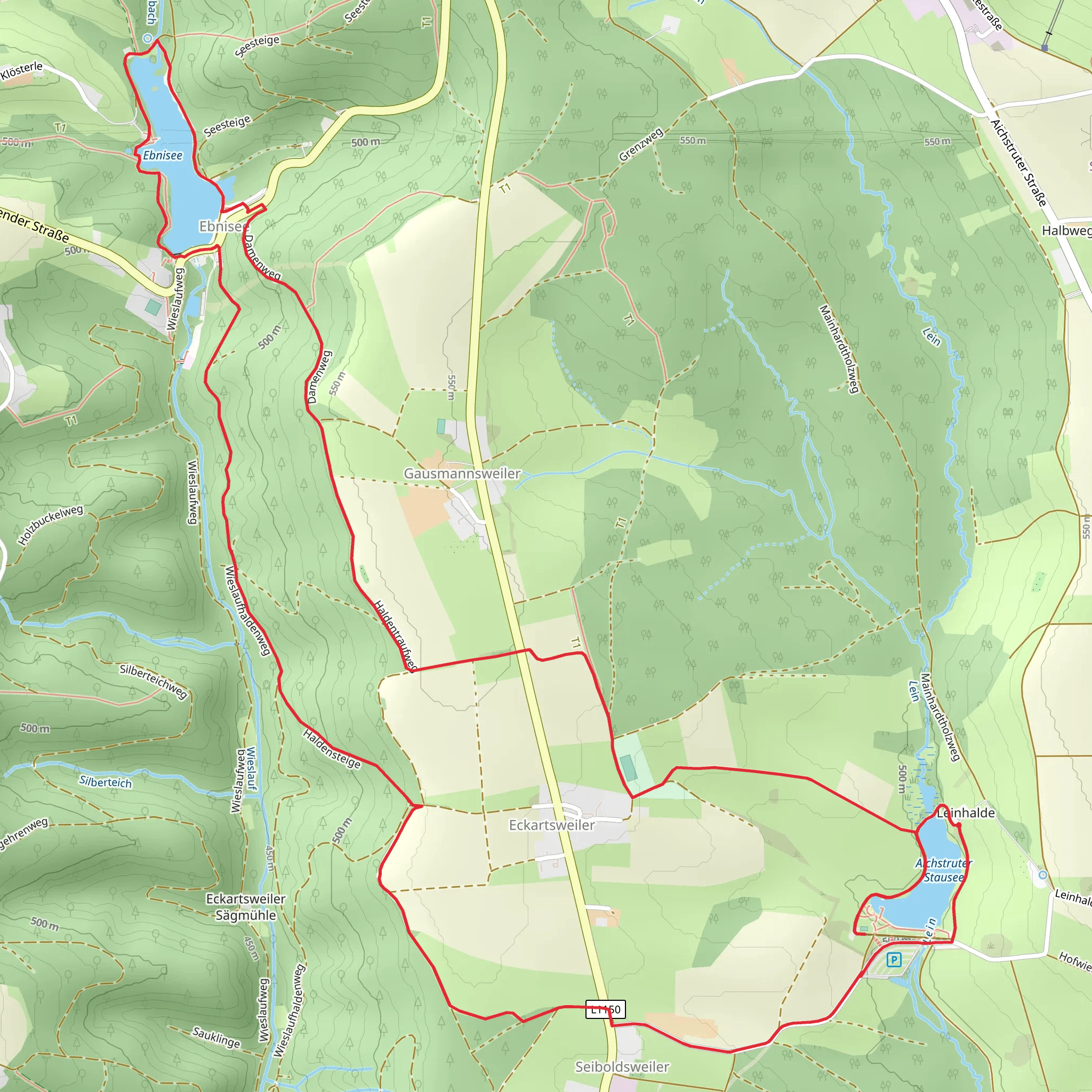 Aichstruter Stausee and Ebnisee Loop via Zum Aichstrutsee mobile static map