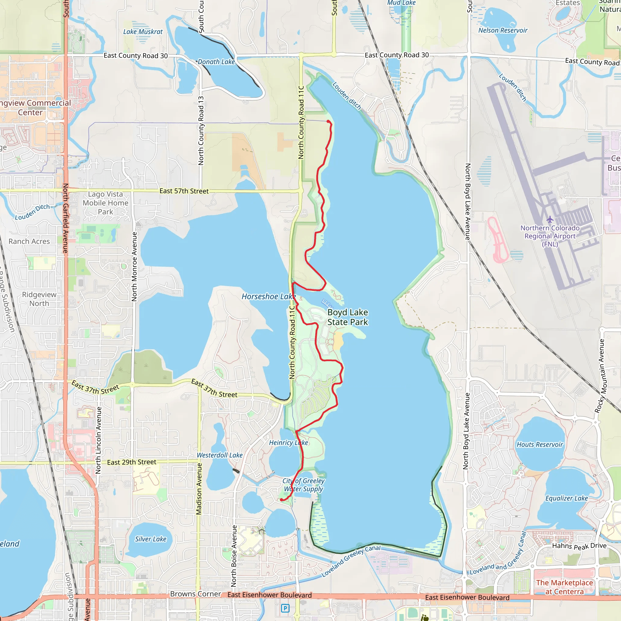 Boyd Lake Trail from Seven Lakes Park mobile static map