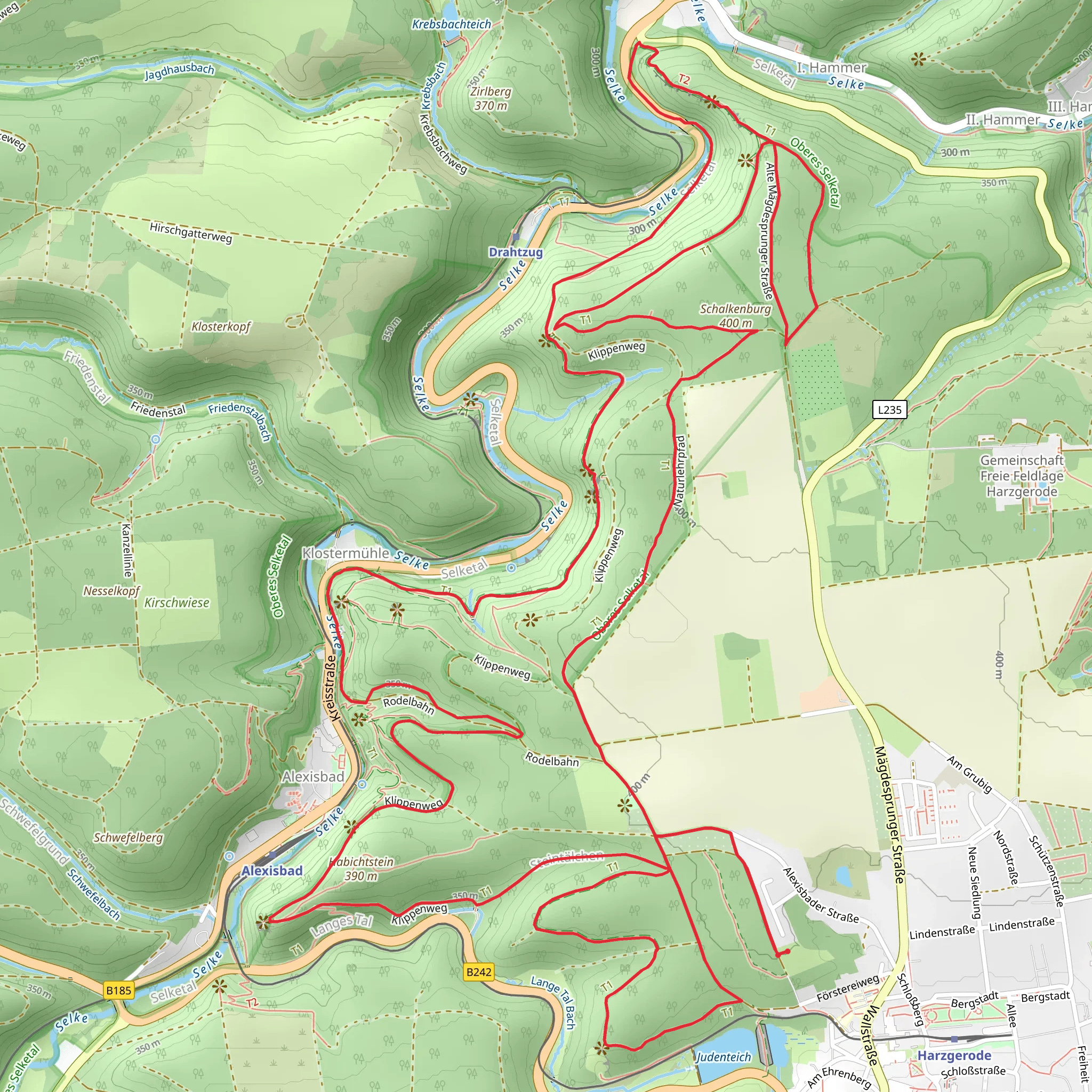 Schalkenburg, Mägdetrappe and Blick zum Steinbruch Schneckenberg via Selketal Stieg mobile static map
