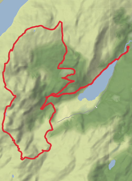 Hike on Crimpiau and Creigiau Gleision from Llyn Crafnant mobile static map