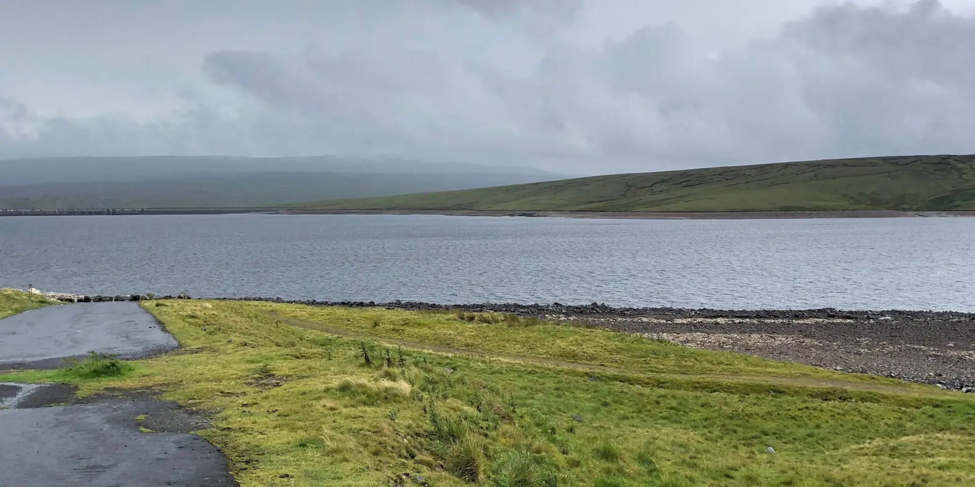 An image depicting the trail Cauldron Snout from Cow Green Reservoir and its surrounding area.