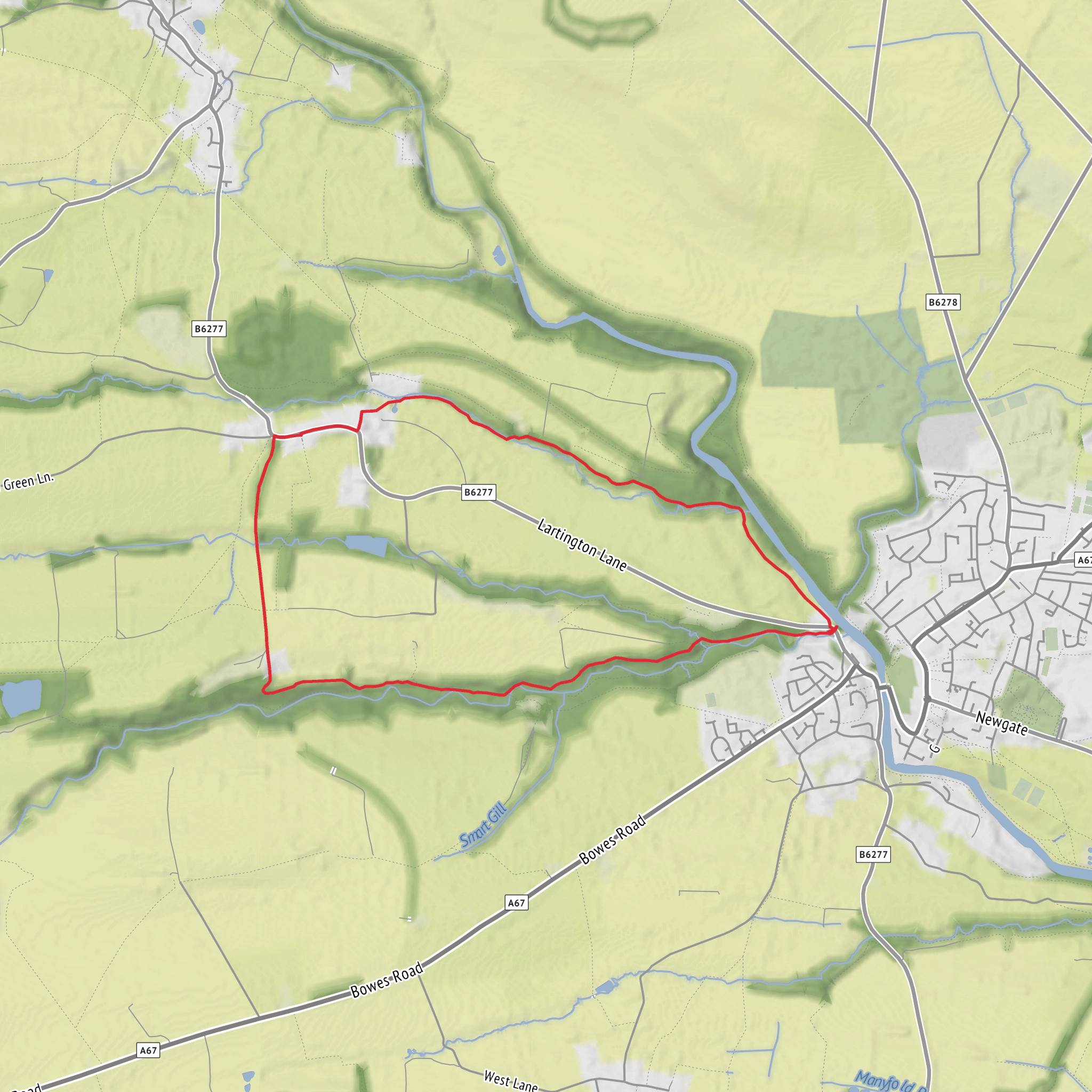 Barnard Castle to Lartington Circular Walk mobile static map
