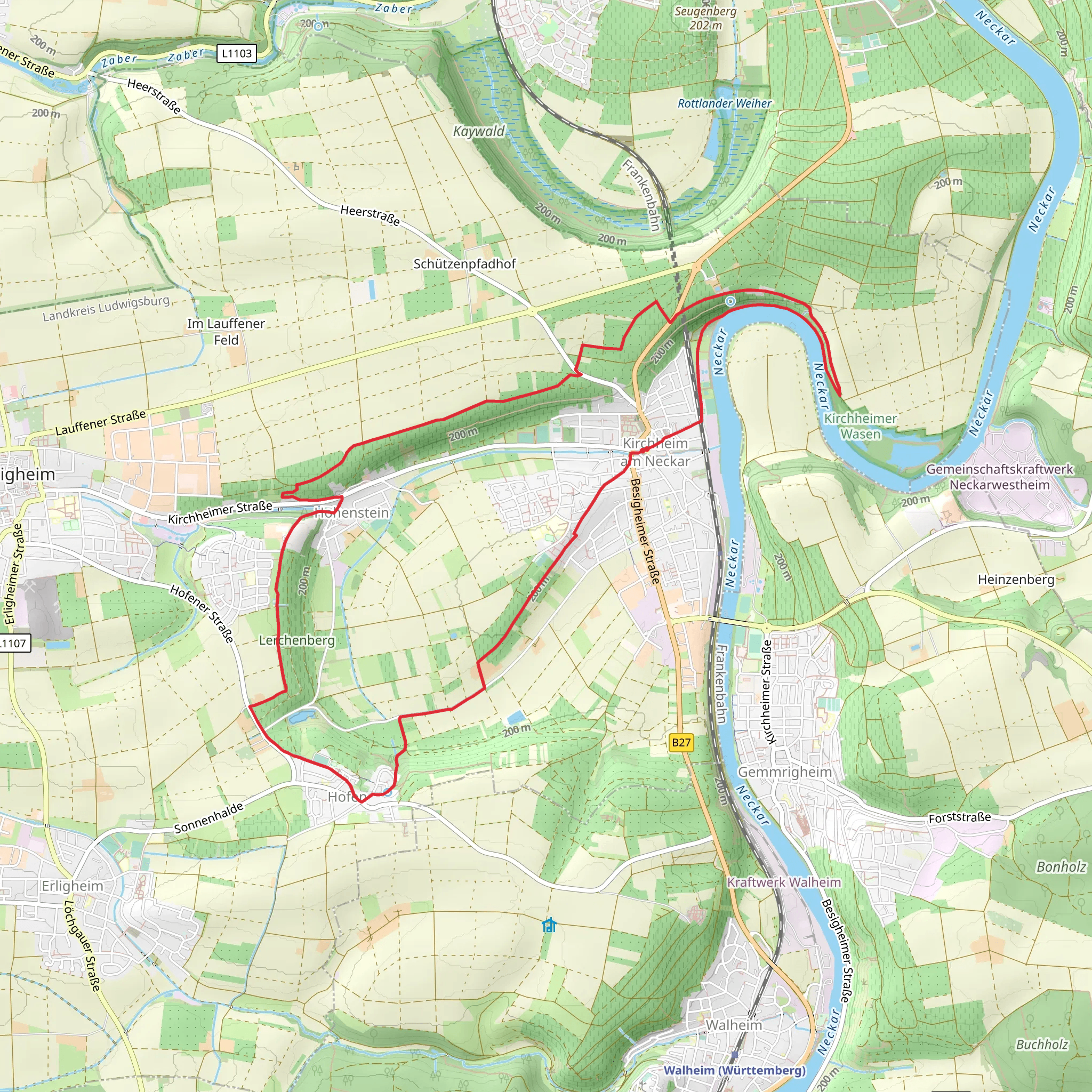 Neckar via Weinterrassen mobile static map