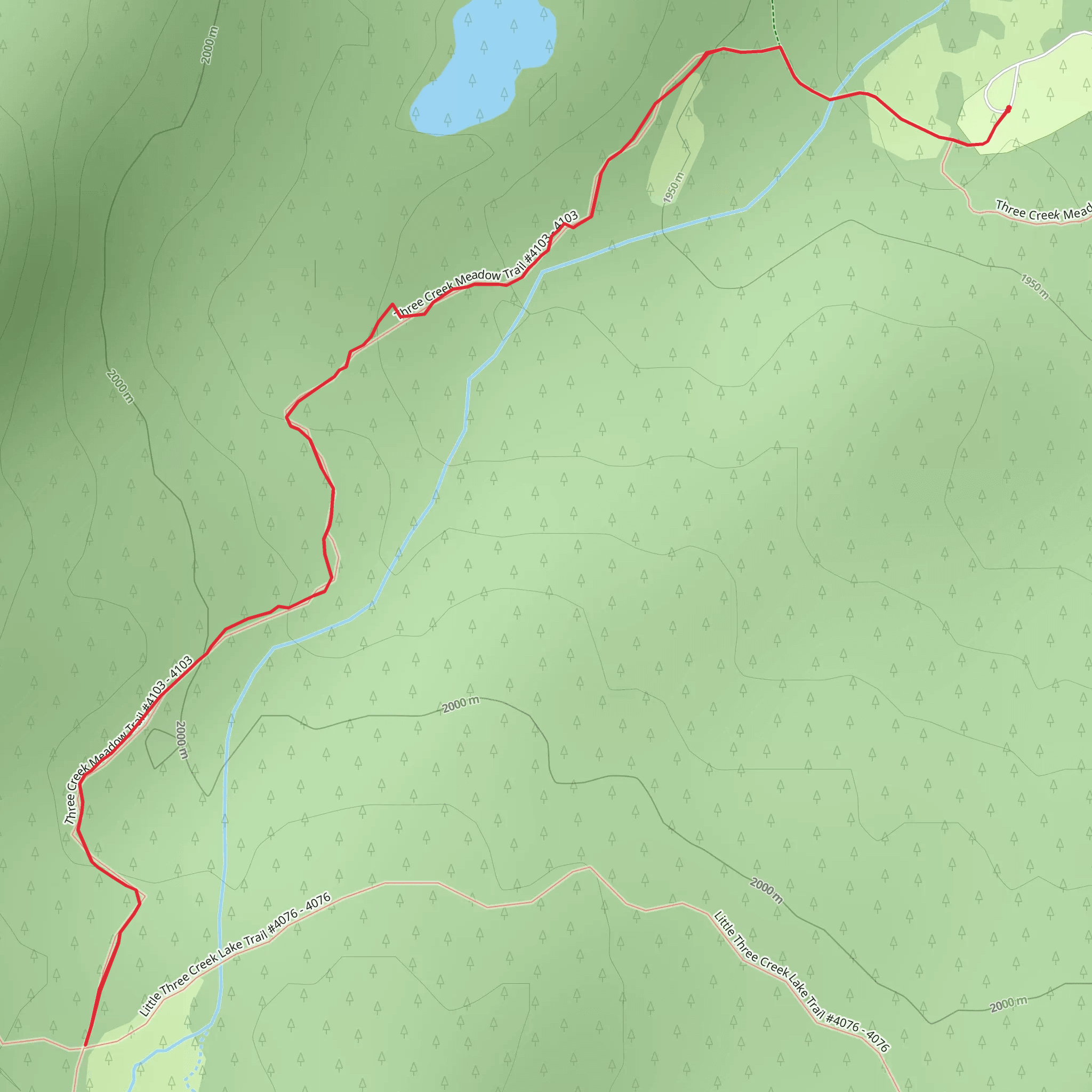 Three Creek Meadow Trail mobile static map