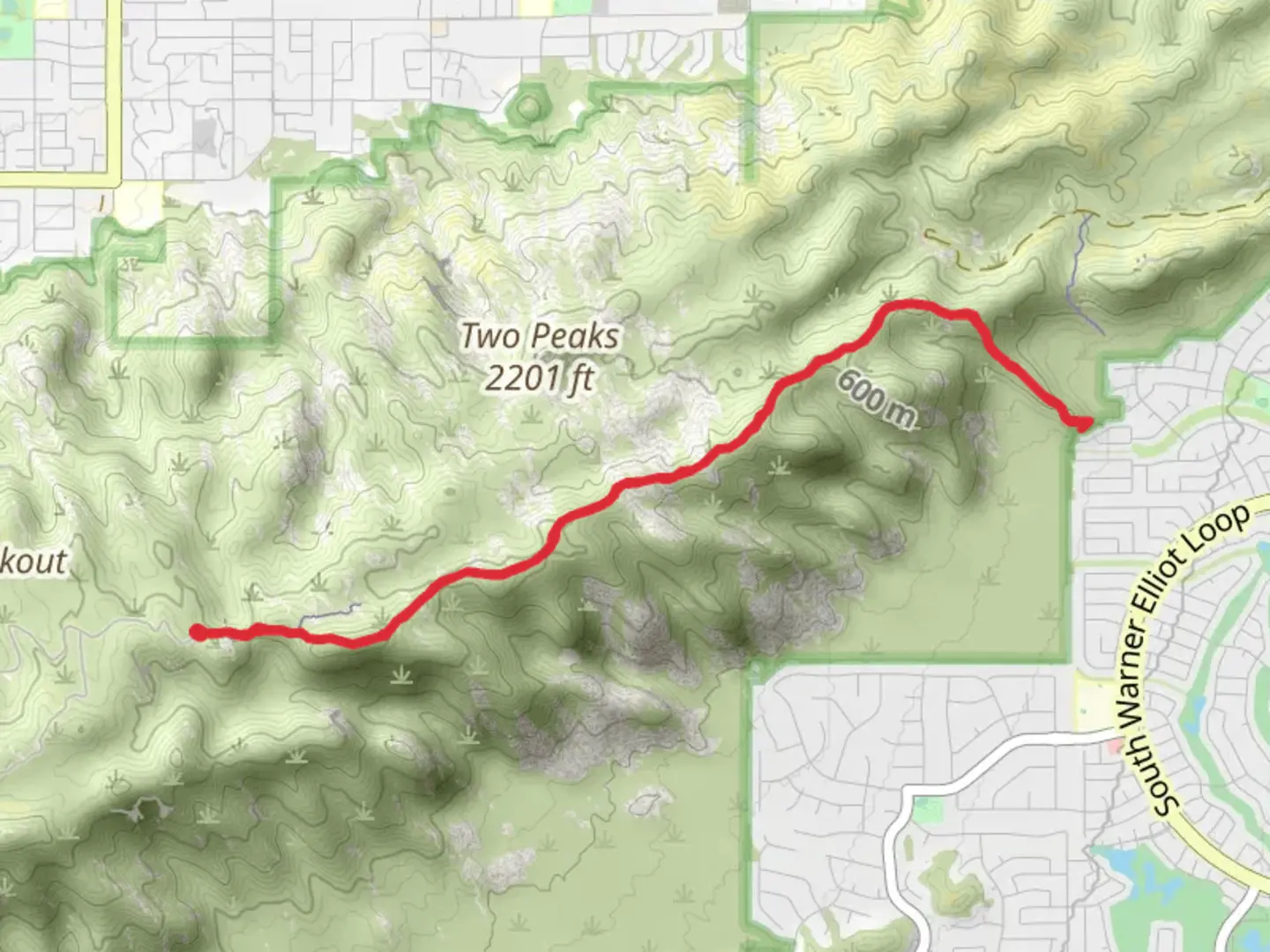 An image depicting the trail Midlife Crisis and Chihuahua Ridge and its surrounding area.