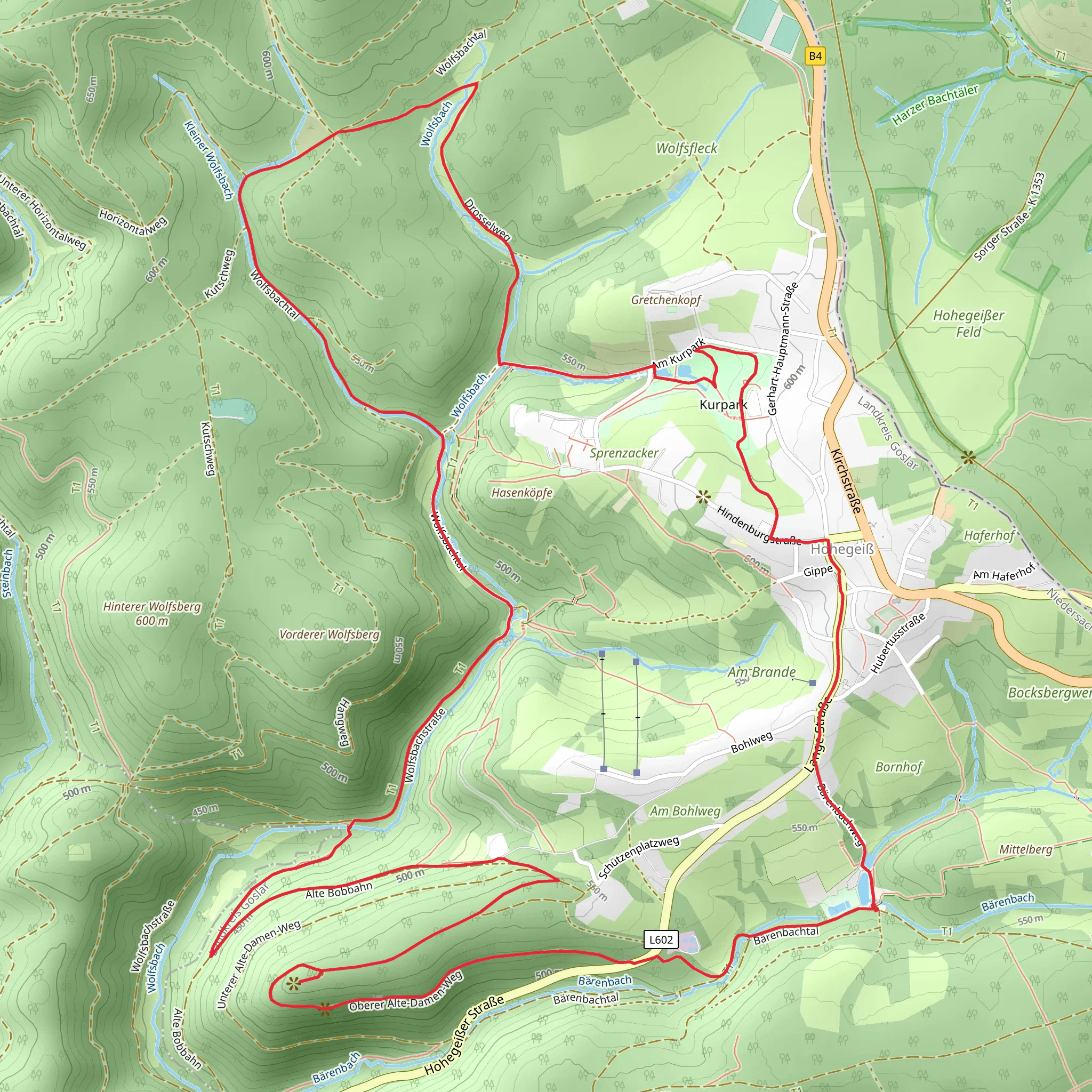 Hohegeißberg, Dickie Tannen and Kurpark Loop via Alte Bobbahn mobile static map