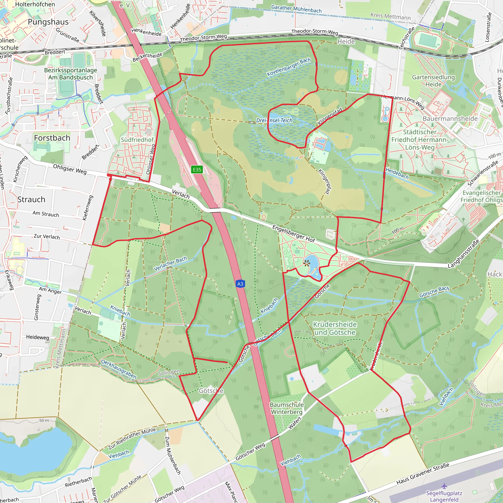 Goetsche and Engelsberger Hof via Klingenpfad mobile static map