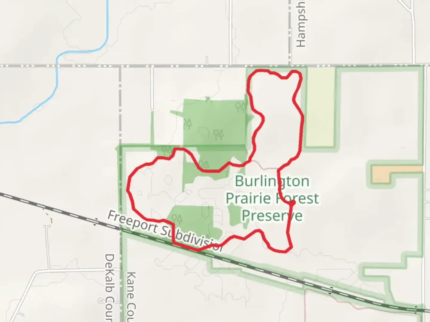 An image depicting the trail Horned Lark and Wild Turkey Loop and its surrounding area.