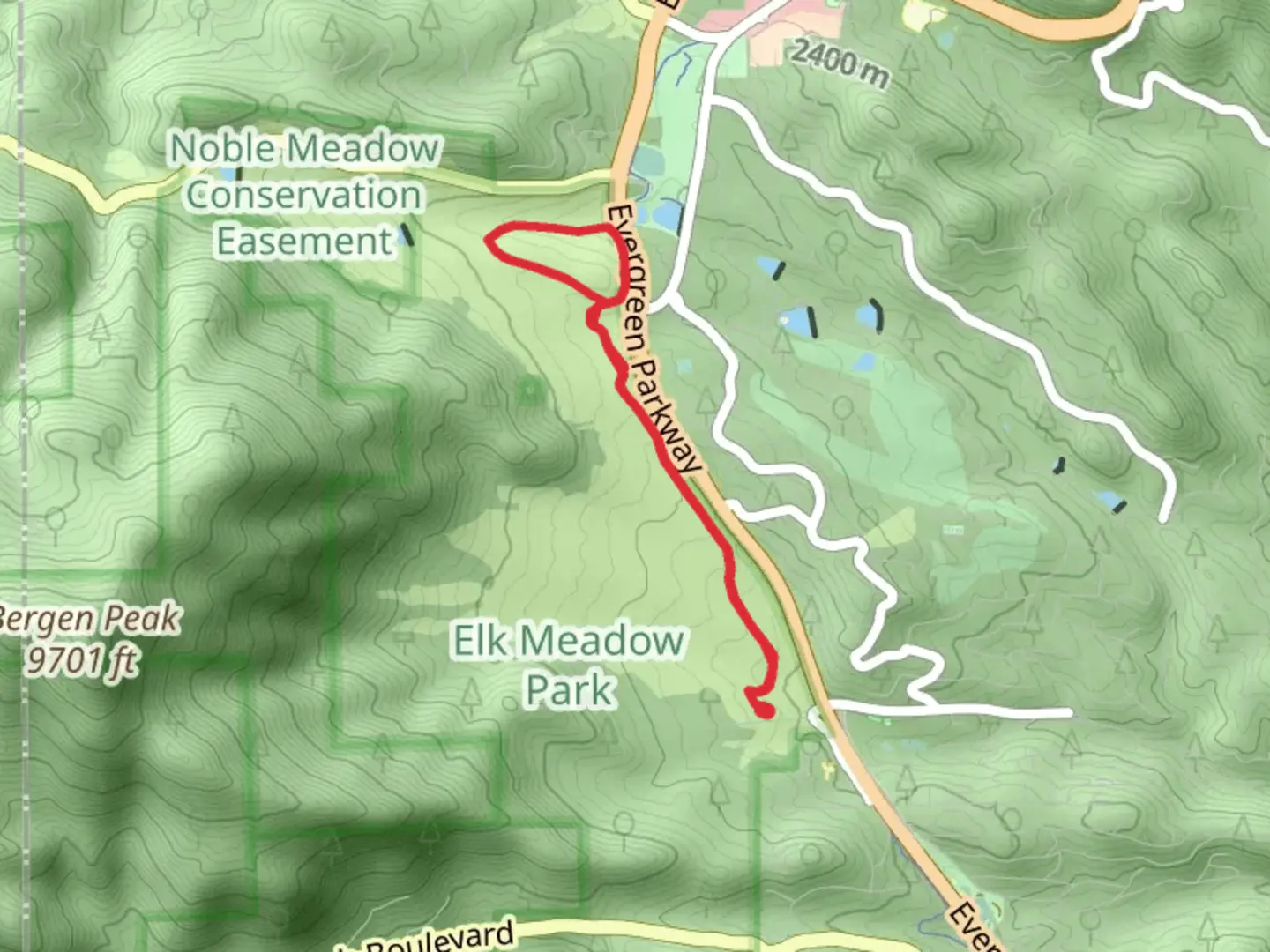 An image depicting the trail Noble Meadow - Painter's Pause Loop Trail and its surrounding area.