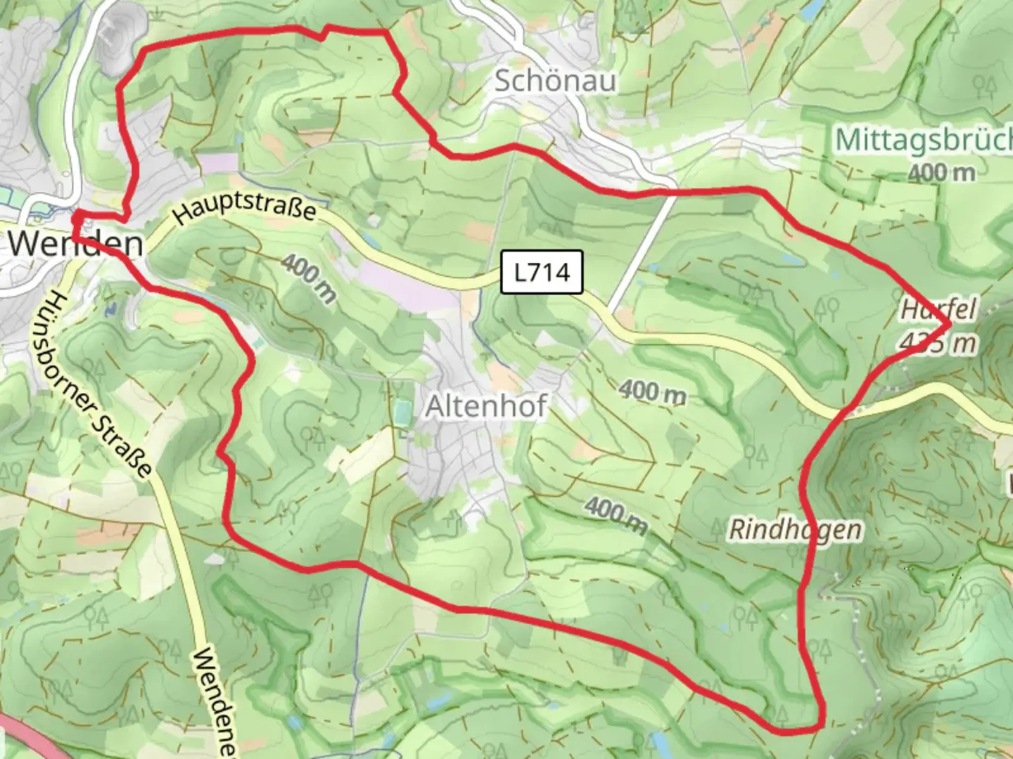 An image depicting the trail A3 and Wendener Rundweg and its surrounding area.