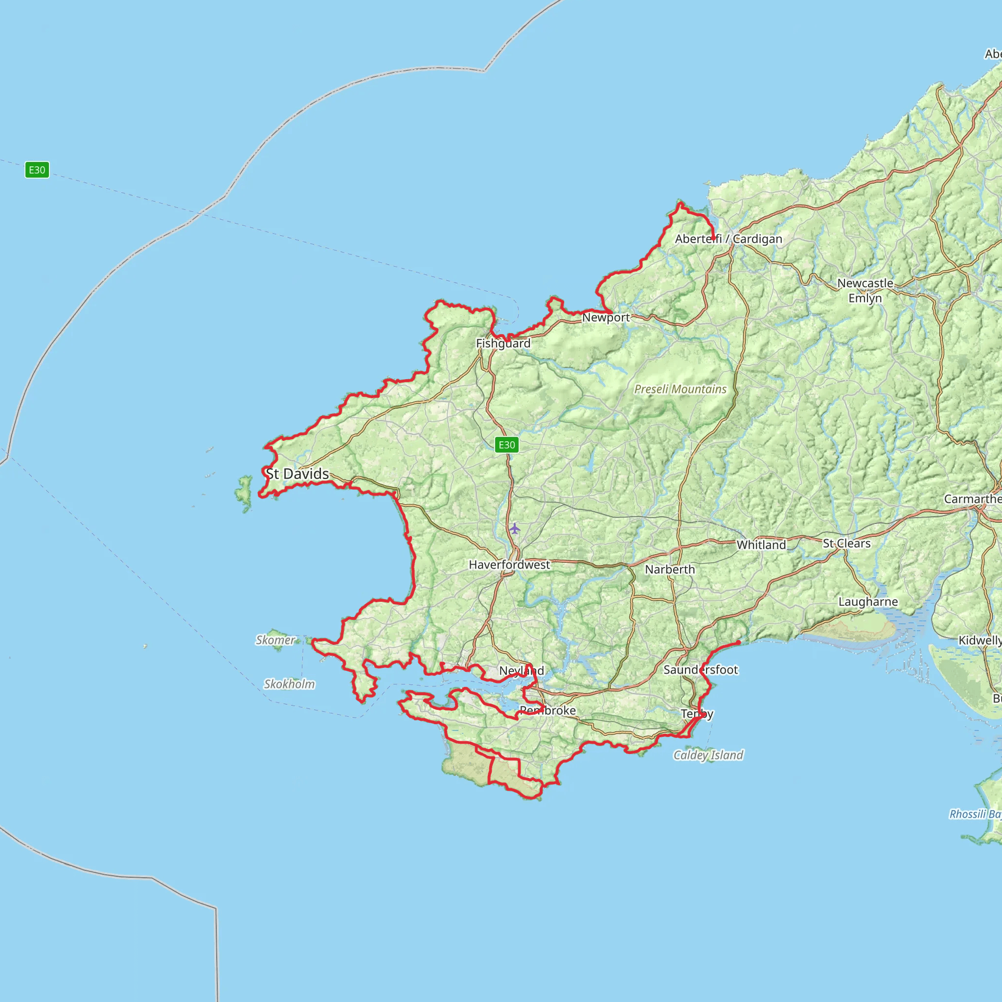 Pembrokeshire Coast Path mobile static map
