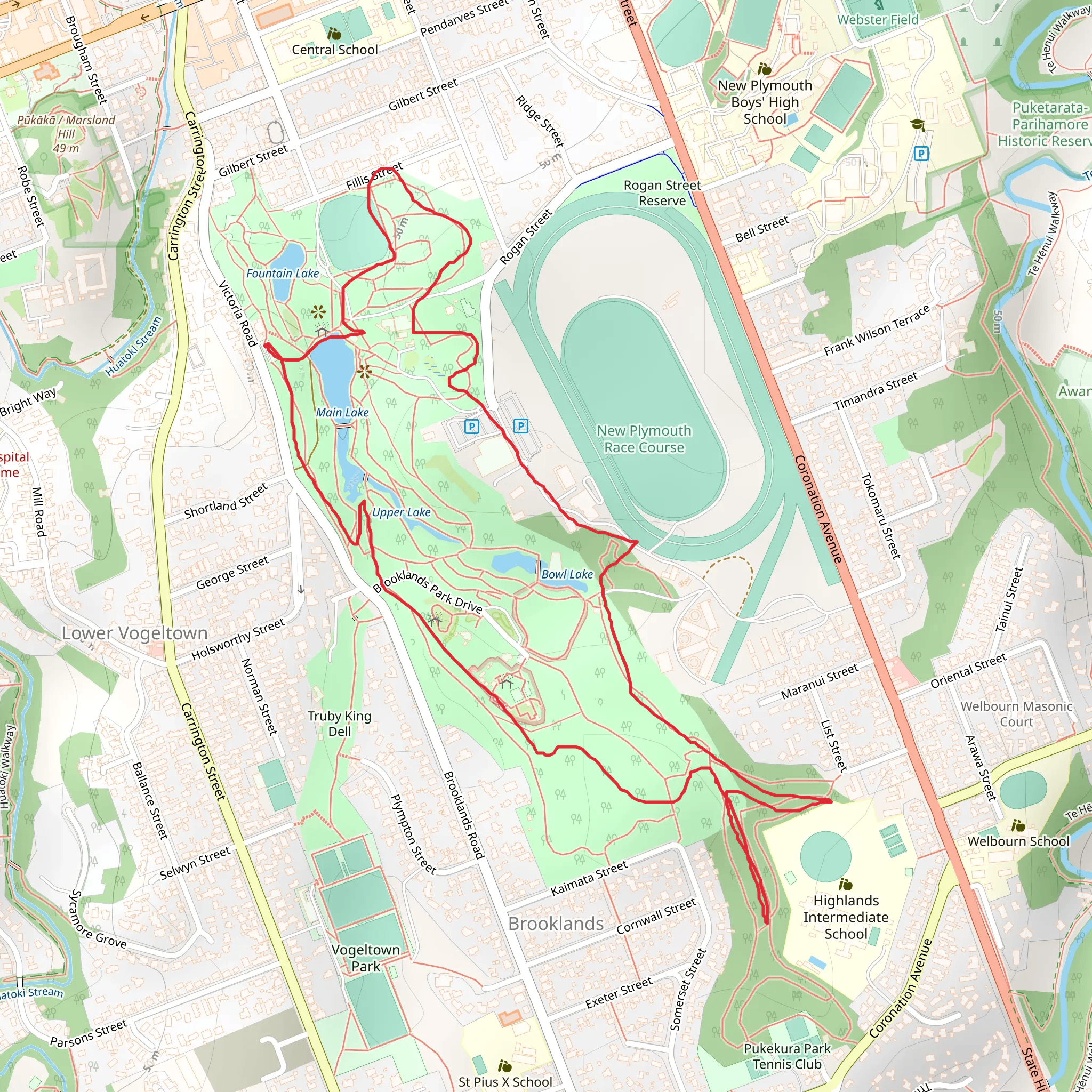 Pukekura Park Loop mobile static map