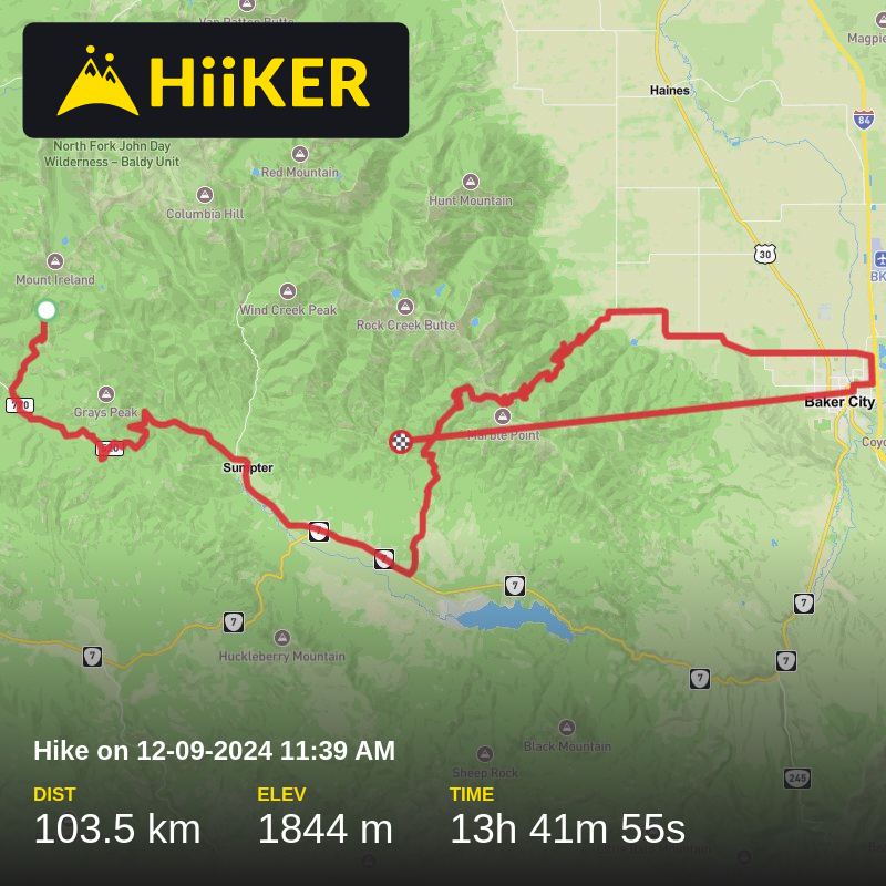 A map preview of the recording Hike on 12-09-2024 11:39 AM.