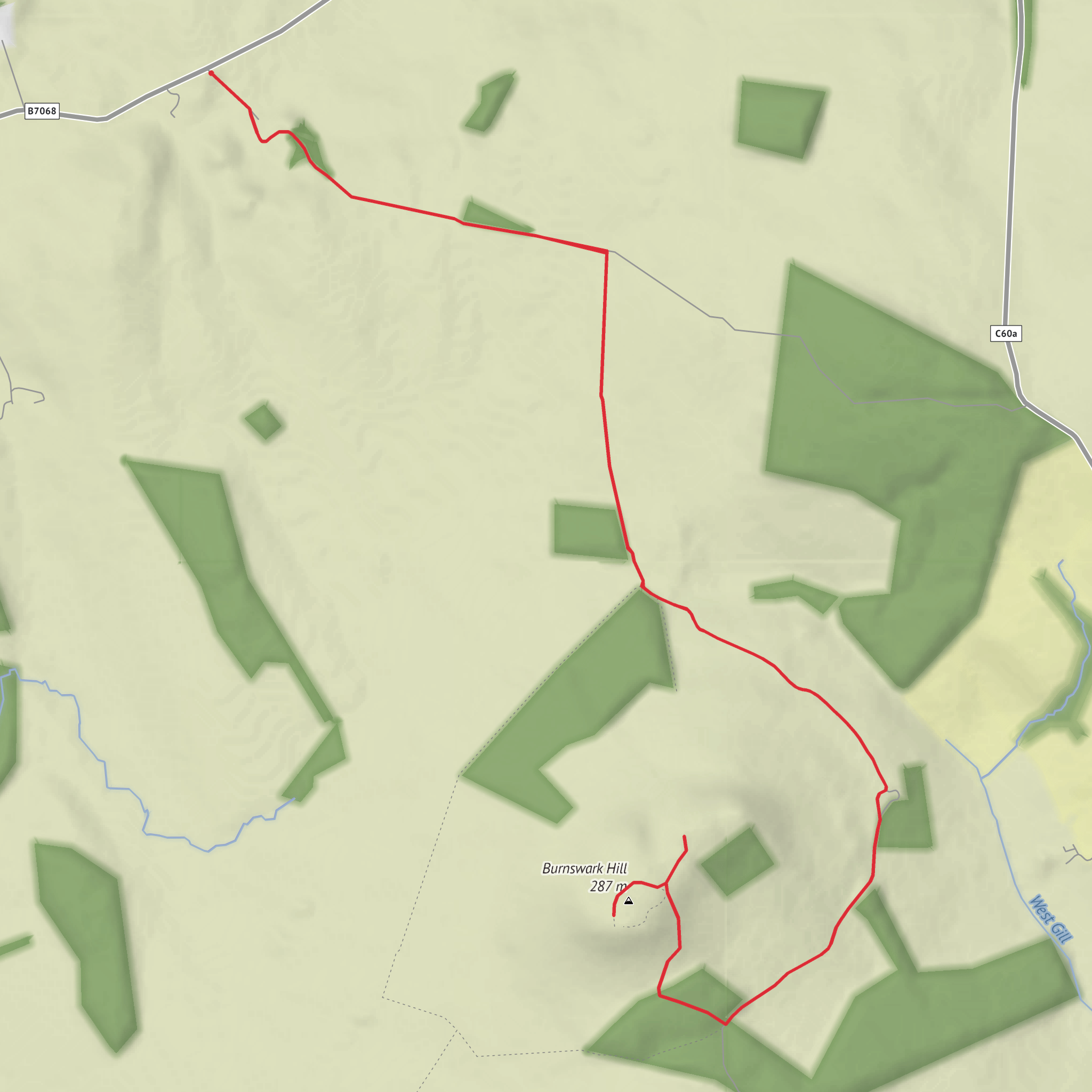Burnswark Hill from Tundergarth Church mobile static map