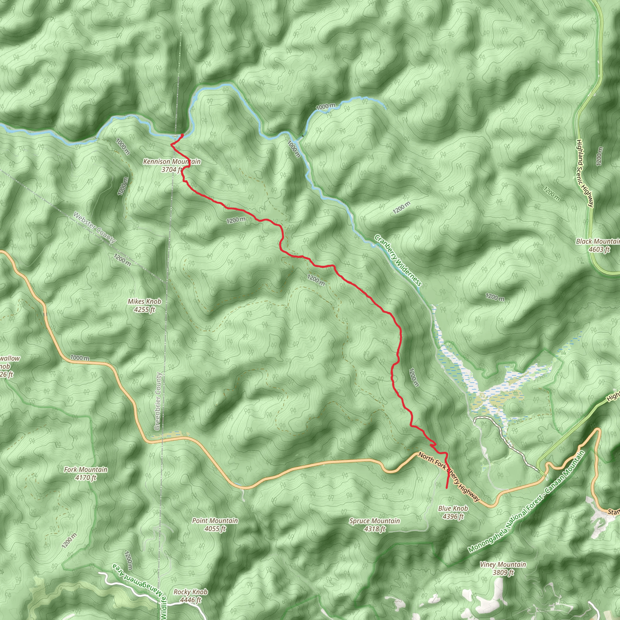 Kennison Mountain Trail mobile static map