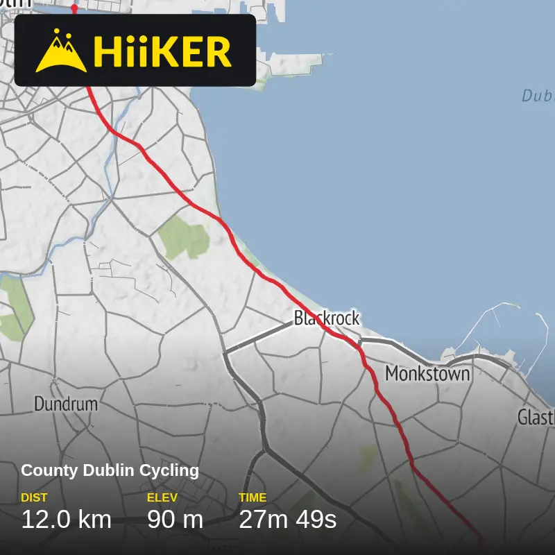 A map preview of the recording County Dublin Cycling.