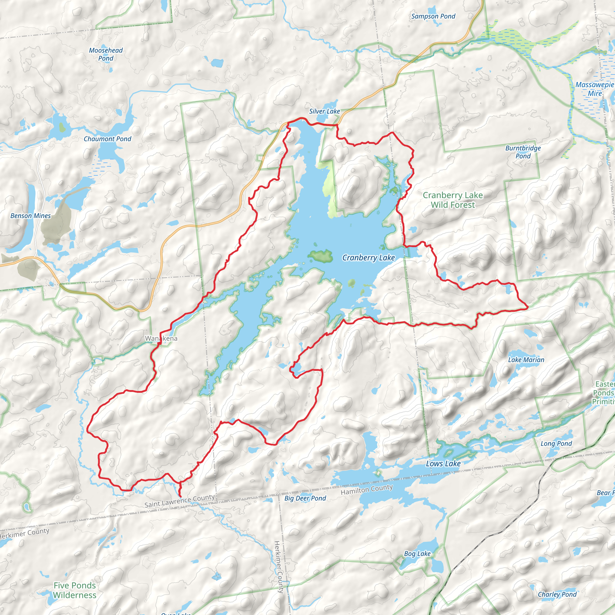 Cranberry Lake 50 Loop Trail mobile static map