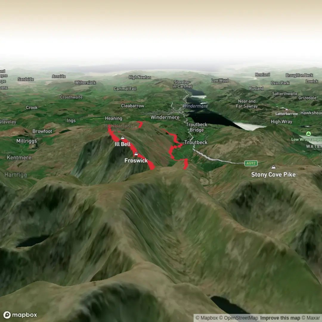 An image depicting the trail Troutbeck Loop and its surrounding area.