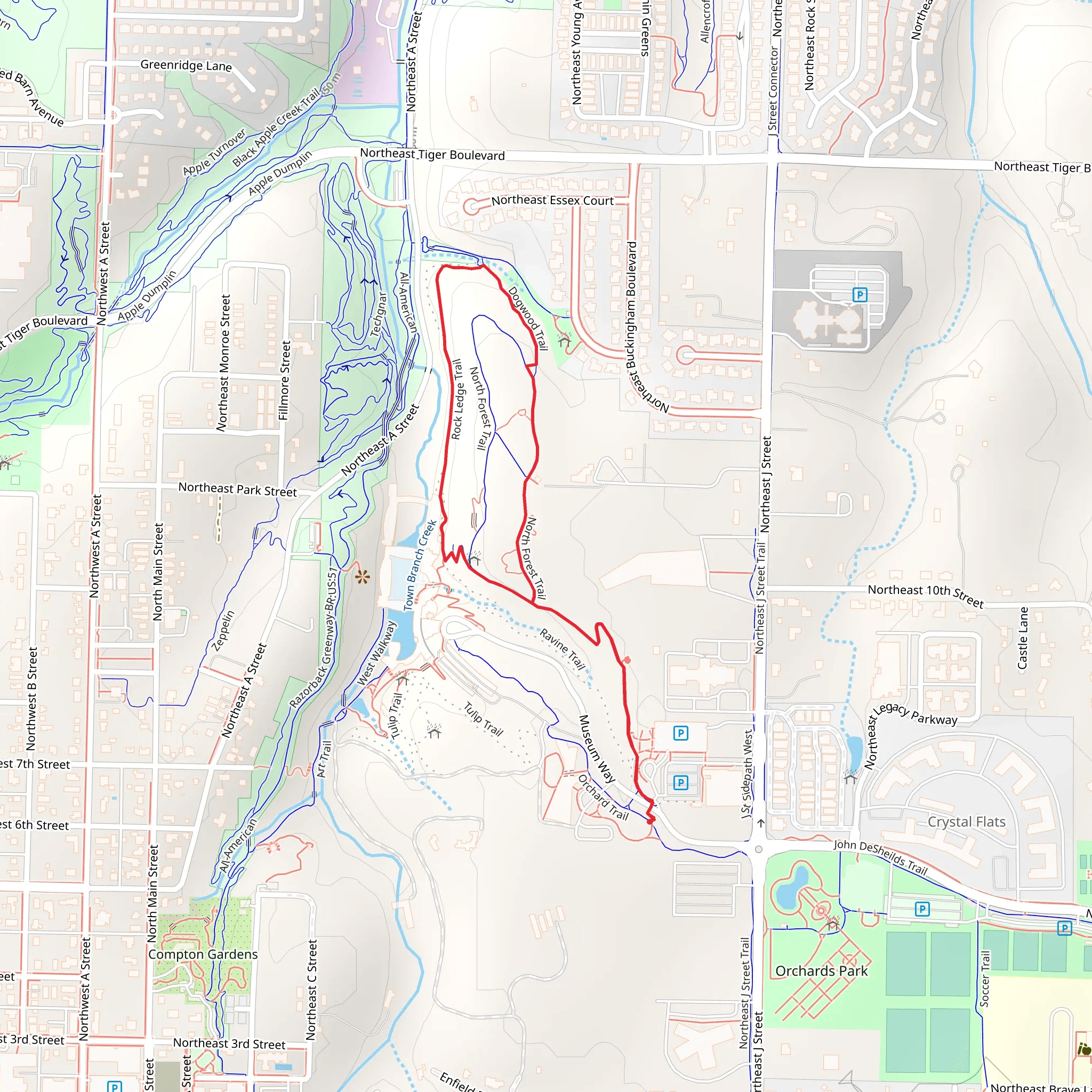North Forest and Rock Ledge Trail mobile static map