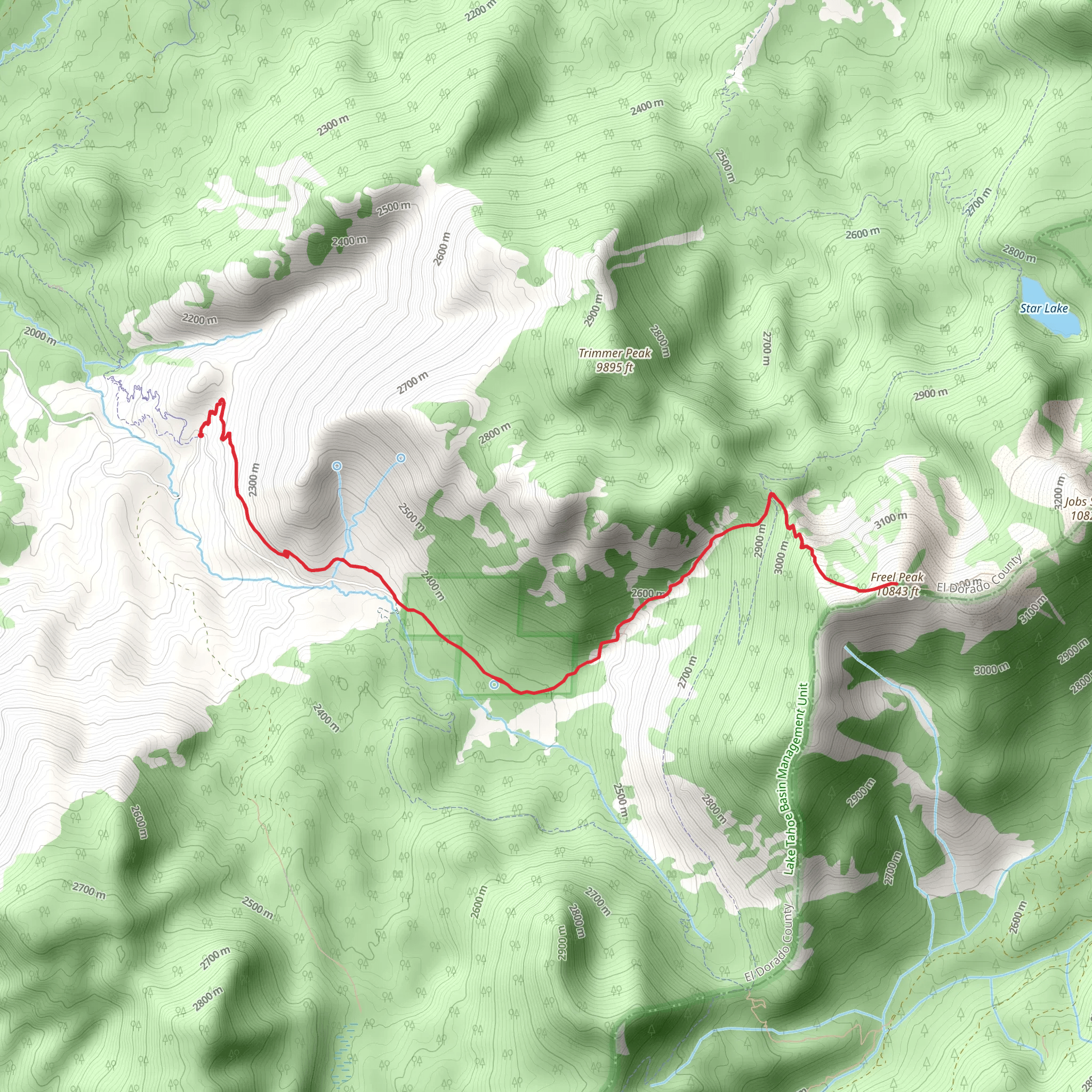 Freel Peak via Armstrong Connector Trail mobile static map